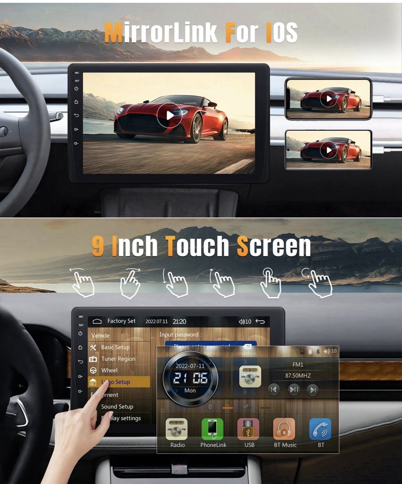 Naifay 9 Inch Car Stereo Single Din Radio Apple CarPlay & Android Auto Touchscre