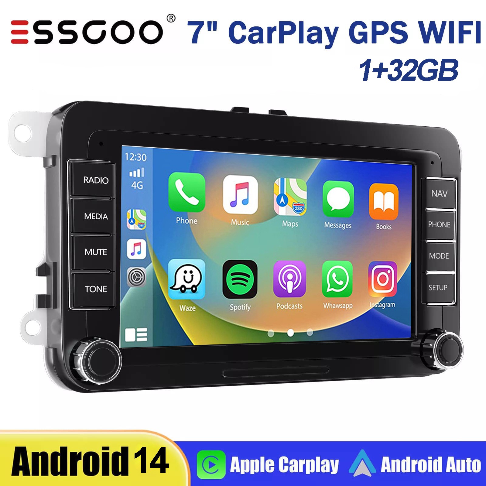 7″ Fit Apple Carplay Car Stereo Radio Android 14 GPS MP5 Player For VW GOLF MK5