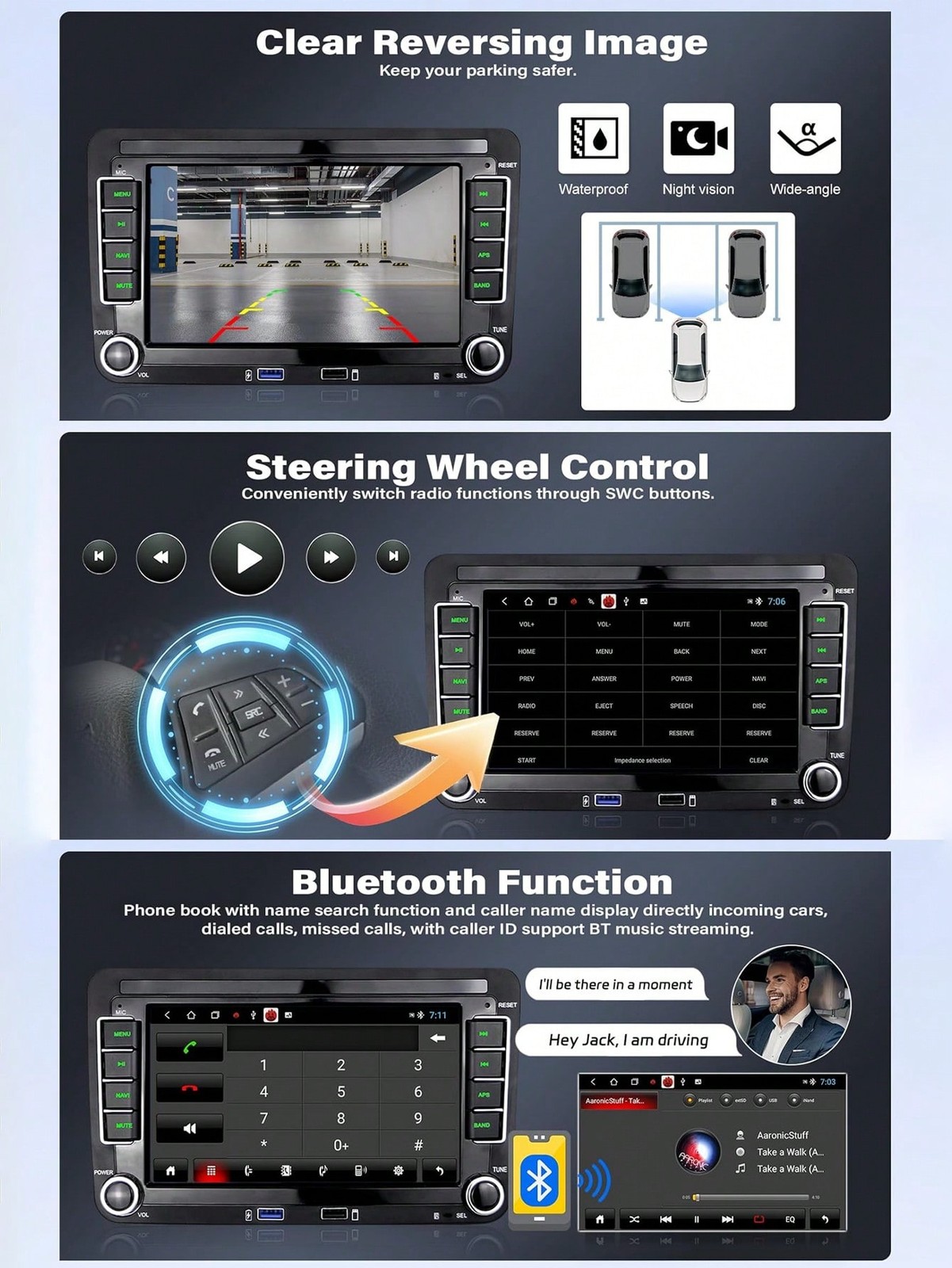7″ Car Radio Wireless CarPlay Android Auto for Golf MK5 MK6 Jetta Tiguan Passat