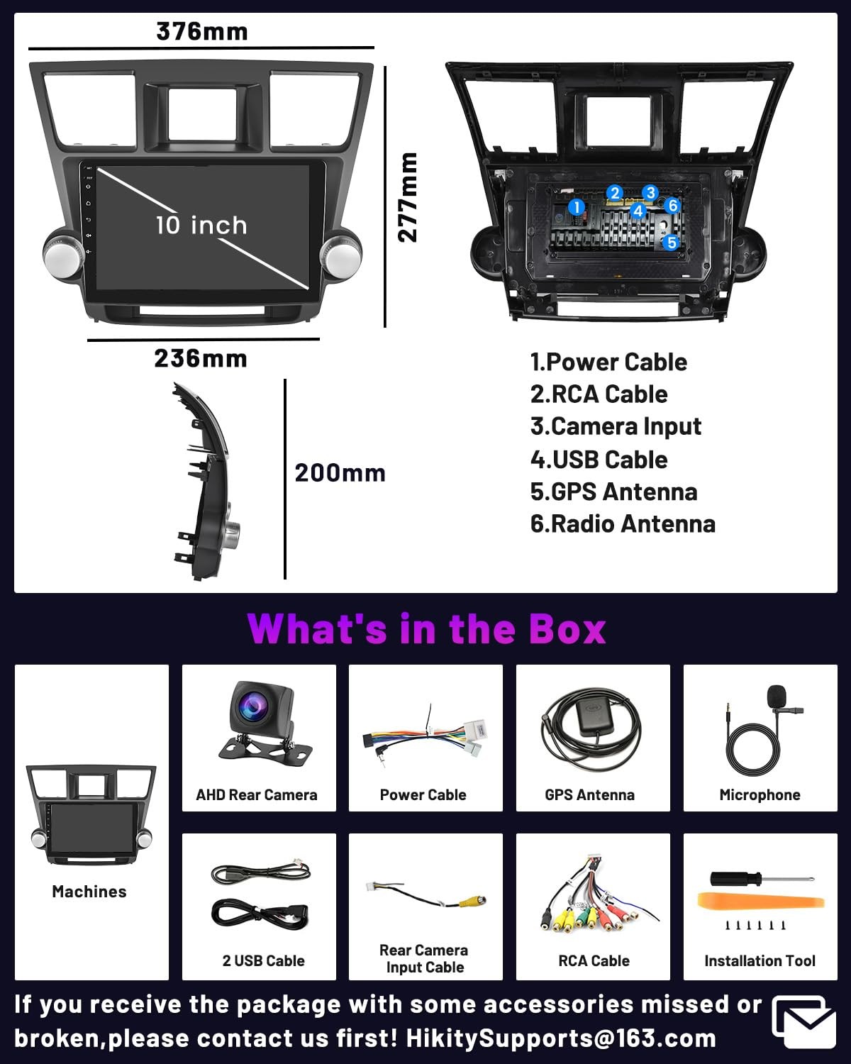 1280*800 CarPlay For 2008 2010 2012 Toyota Highlander Car Radio Stereo GPS 64G