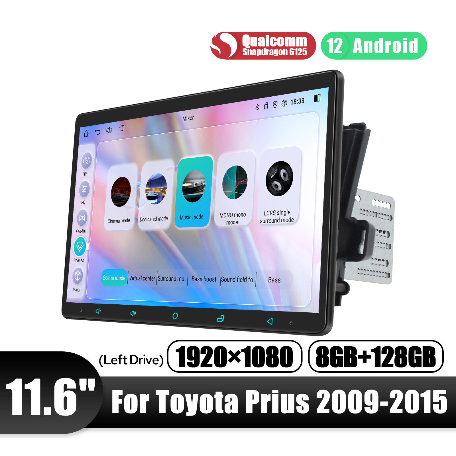 11.6 inch Plug & Play Head Unit For Toyota Prius (LHD) with Android Auto DSP FM