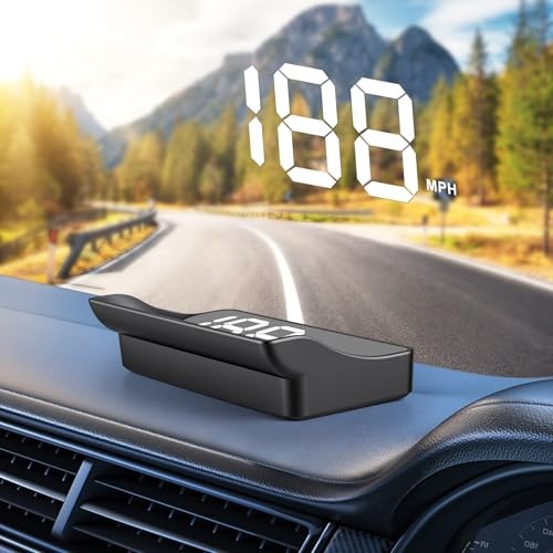 Amiss Heads Up Display for Cars, Digital HUD Speedometer for Automotive White