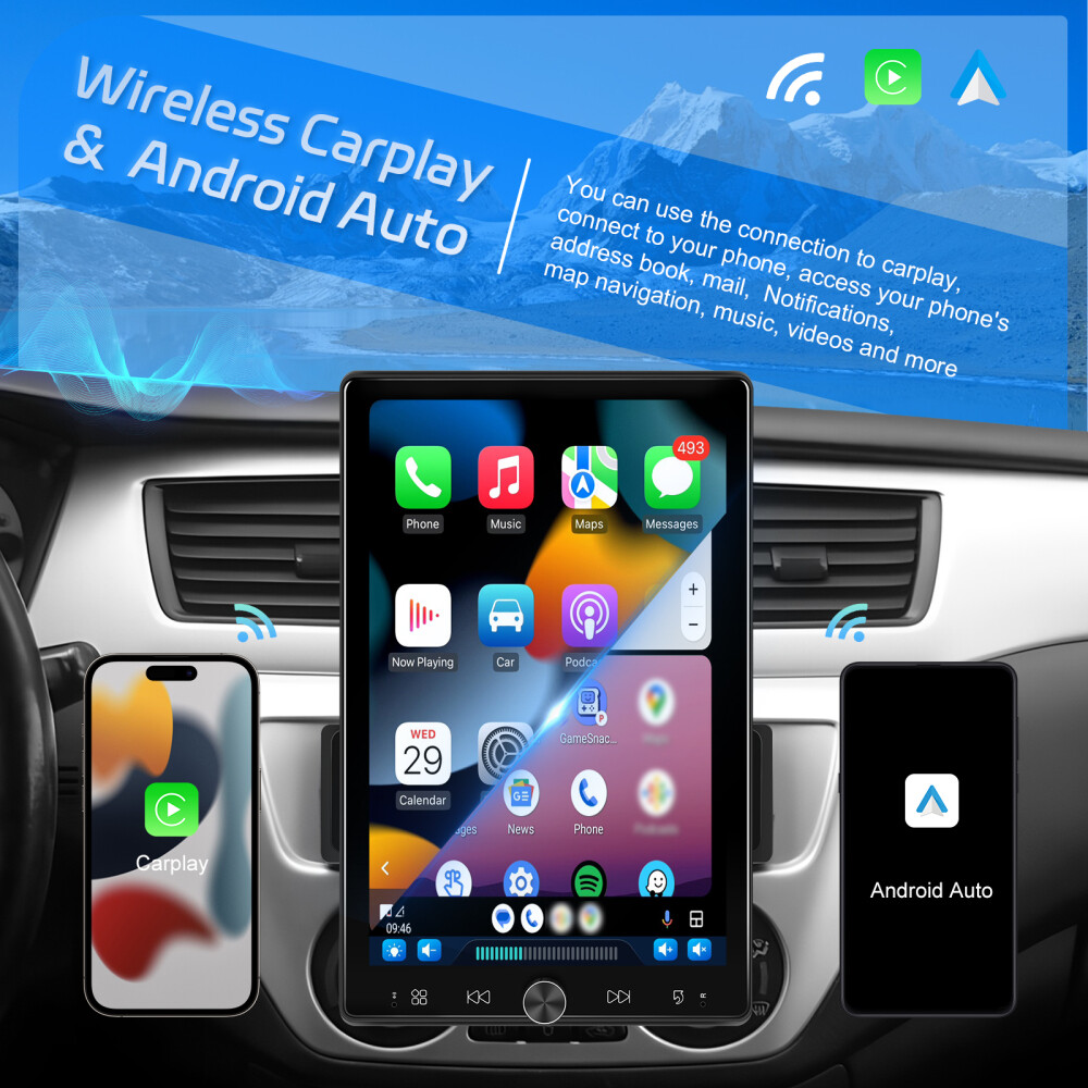 10.4″ Single Din Touch Screen Stereo Bluetooth Radio Apple/Android Carplay+CAM