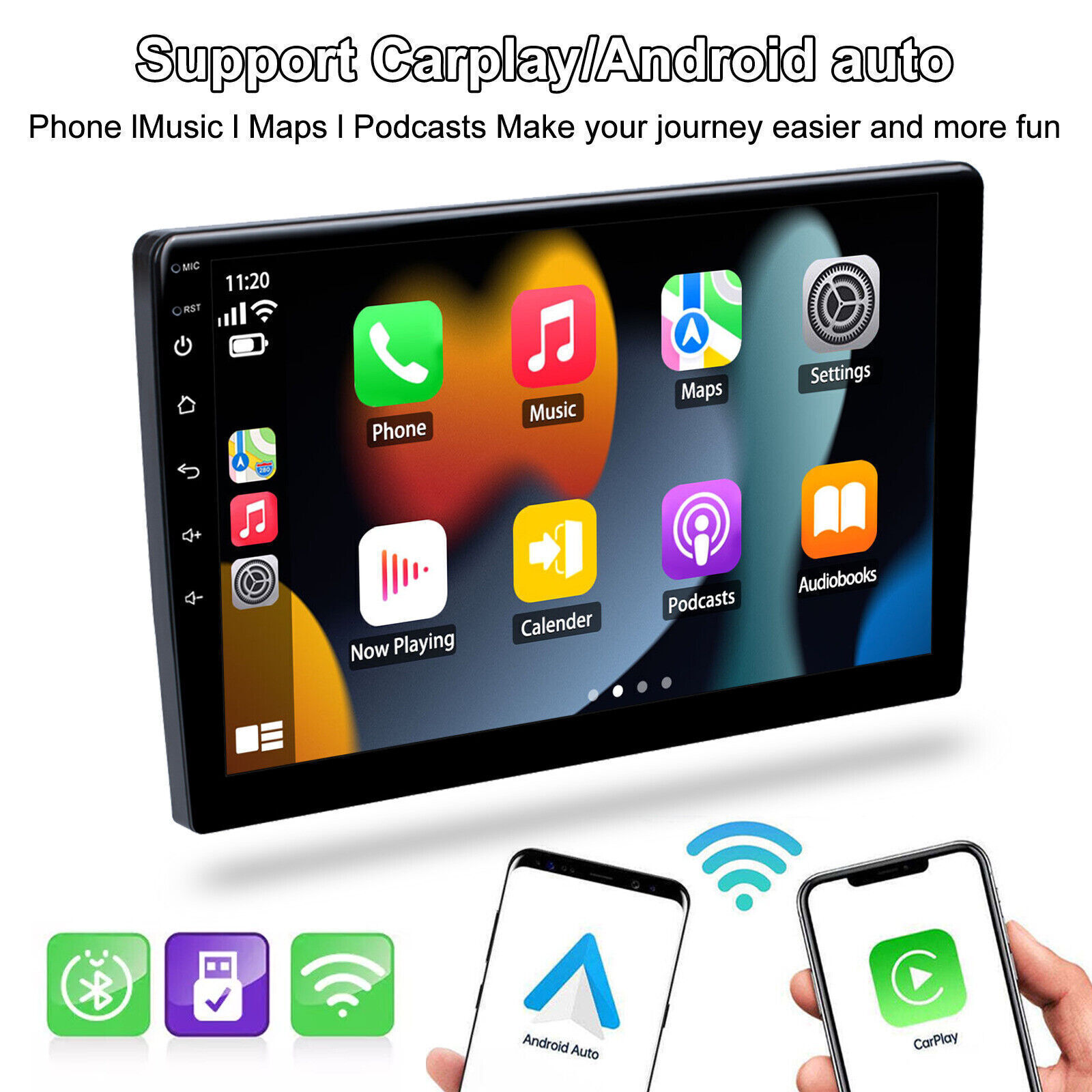 2 DIN Android 13 Head Unit Car Stereo CarPlay/Auto Radio Navi WIFI GPS Bluetooth