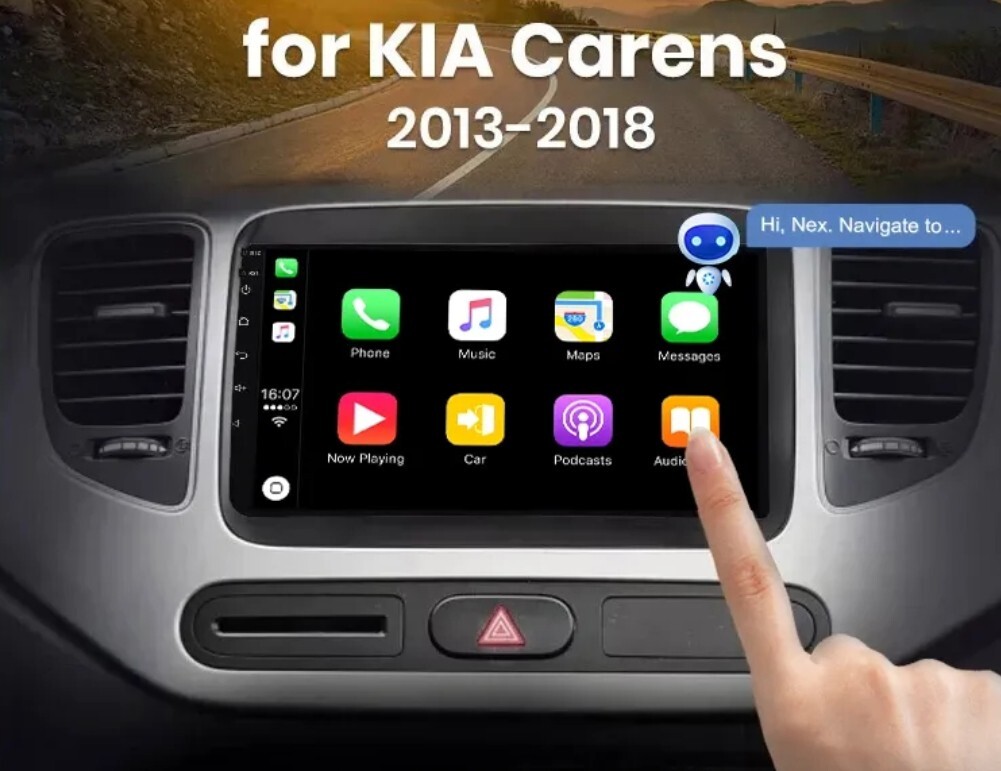 2 DIN Radio for Kia Carens Bluetooth USB Wi-Fi GPS Android Navigator 9″