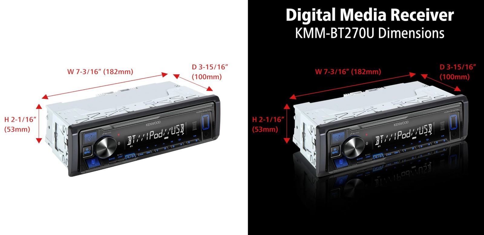 Bluetooth Car Stereo Receiver, USB Port, AM/FM Radio, MP3 Player, Single DIN, 13
