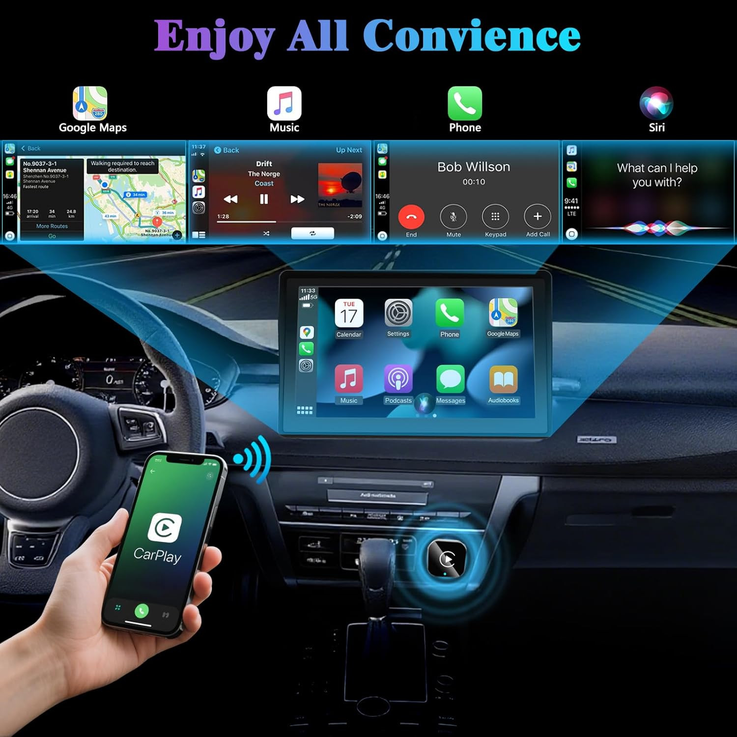 2026 Wireless CarPlay Adapter Upgrade Wired CarPlay to Wireless, Mini USB Design