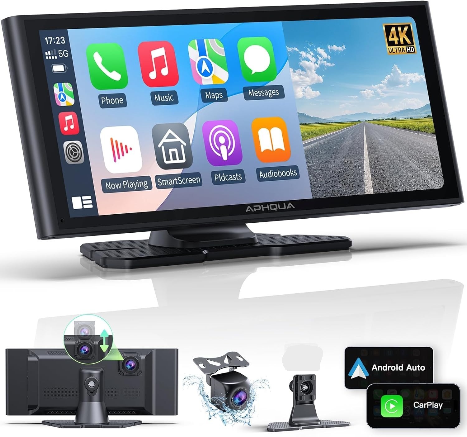 9.26″ 2.5K Dash Cam Car Stereo Radio Apple Carplay&Android Auto GPS+1080P Camera