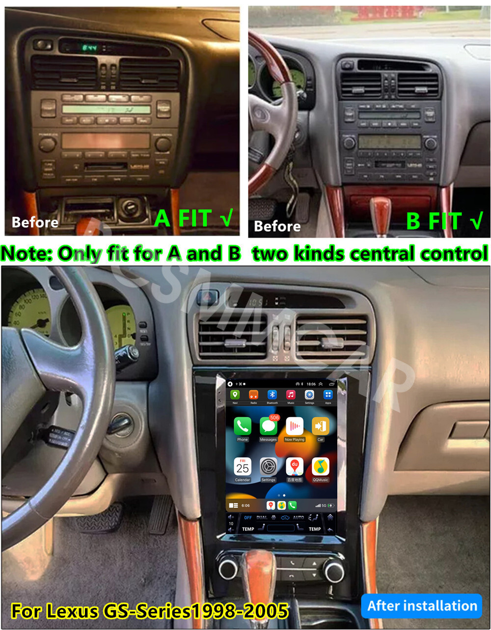 Car Multimedia Player WIFI For Carplay 4+32G W/Cam Fit For Lexus GS300 1998-2005