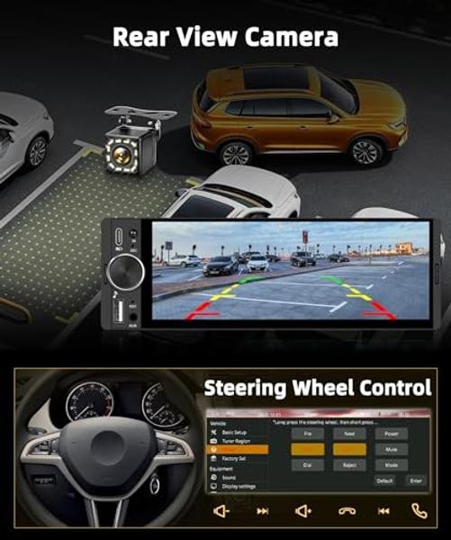 Single DIN Wireless Car Stereo with Wireless CarPlay & Android Auto, 6.28″ in