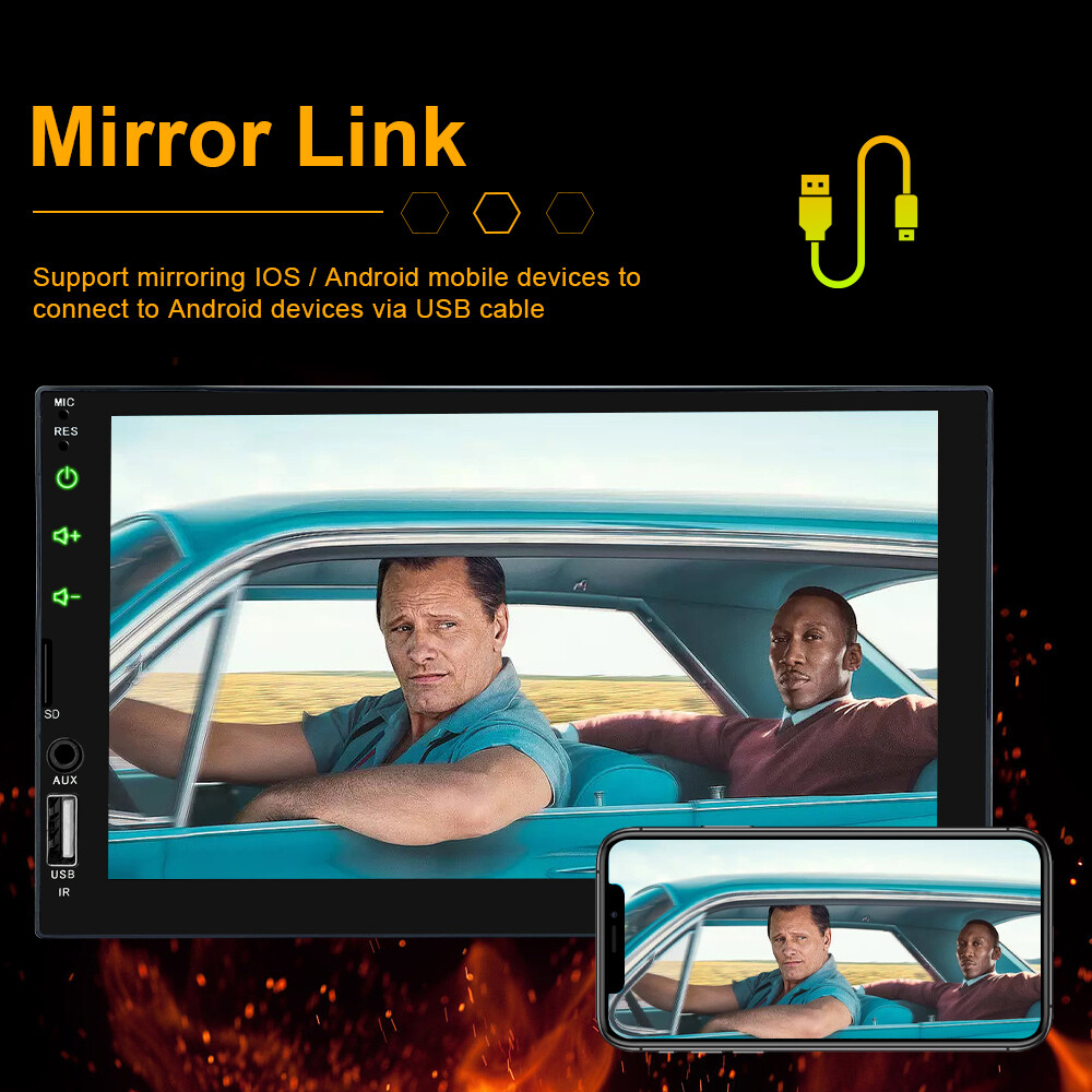 AUX Car MP5 Player 7″ Double 2DIN B-T Touch Screen Stereo Radio USB Camera USB~