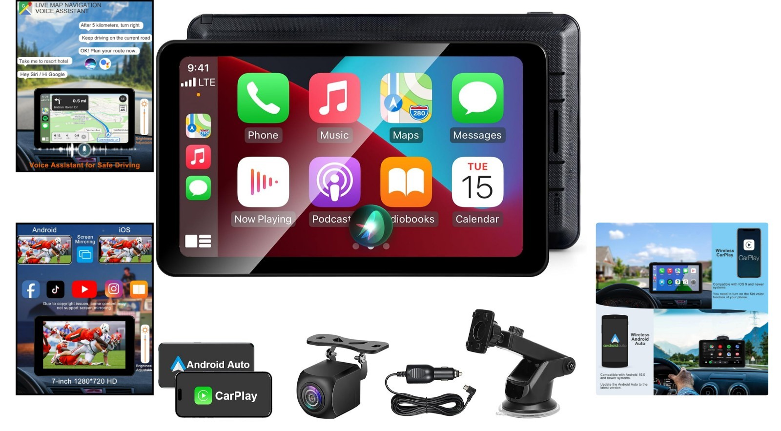 7-Inch Wireless CarPlay & Android Auto Touchscreen for Enhanced Car Navigation