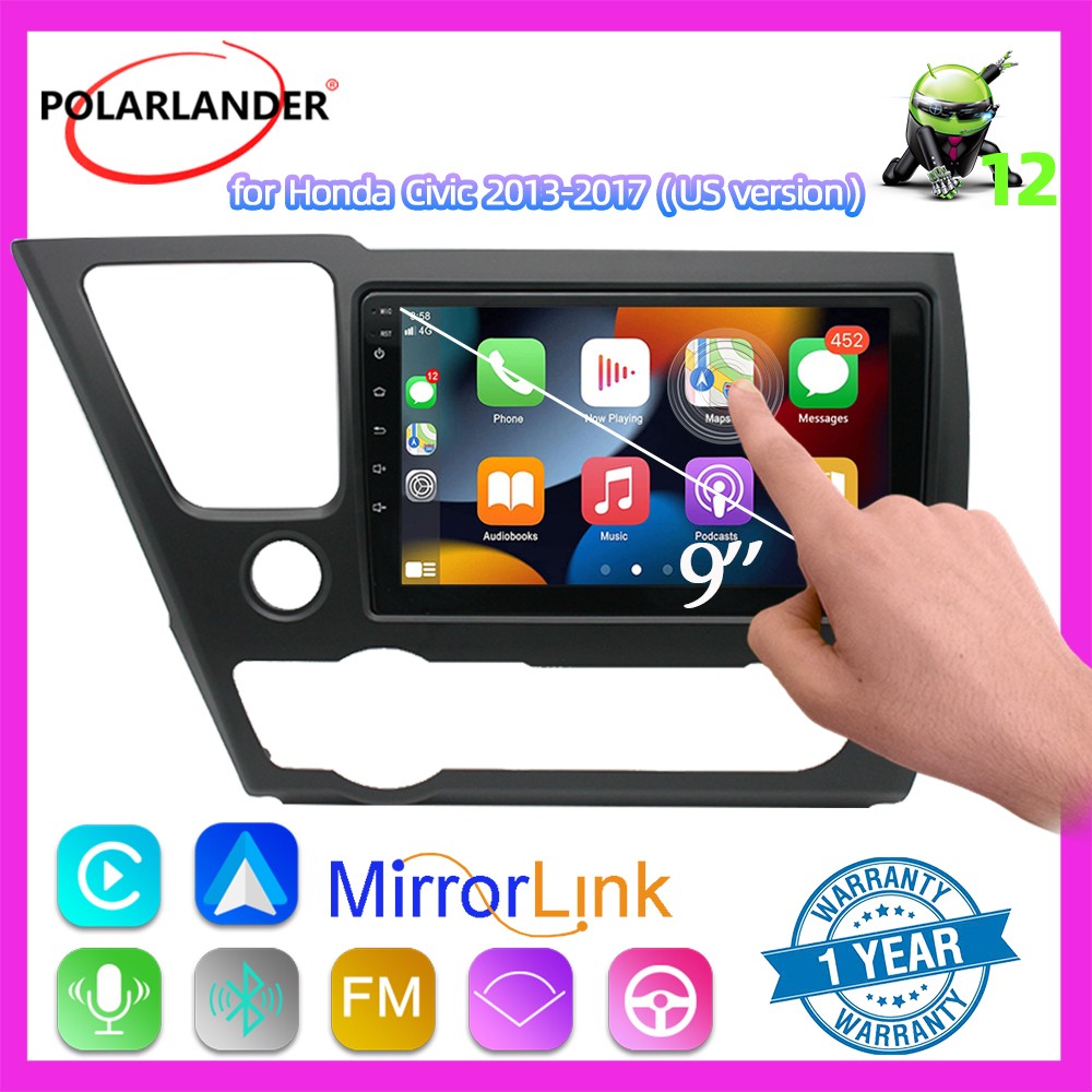 2+32G 9″ CarPlay Android Auto Car Radio Stereo for Honda Civic 2013-2017