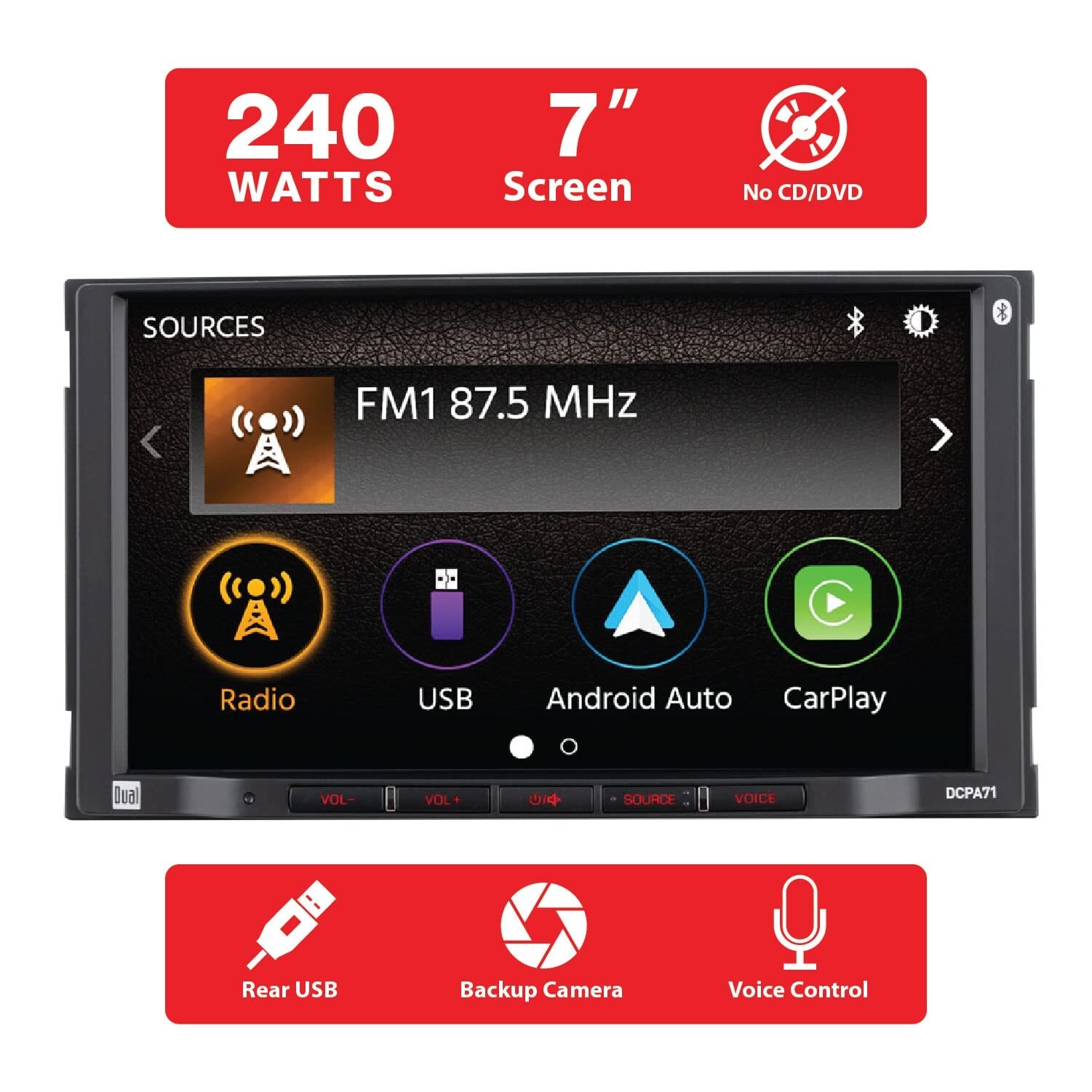 Dual Electronics DCPA71 7-inch Certified Apple Carplay Android Auto | Double …