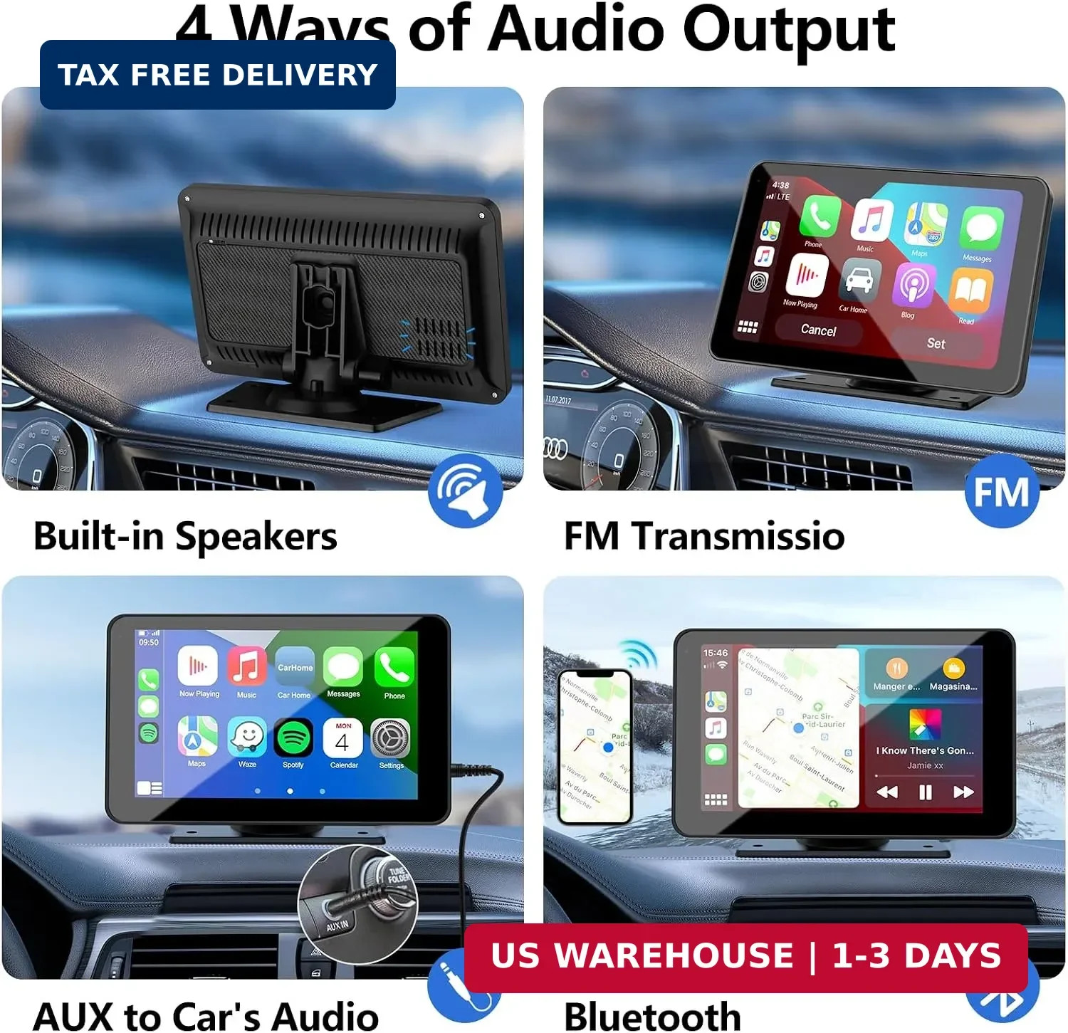 Carplay Screen for Car, 7” Wireless CarPlay & Android Auto- Upgrade Portable To
