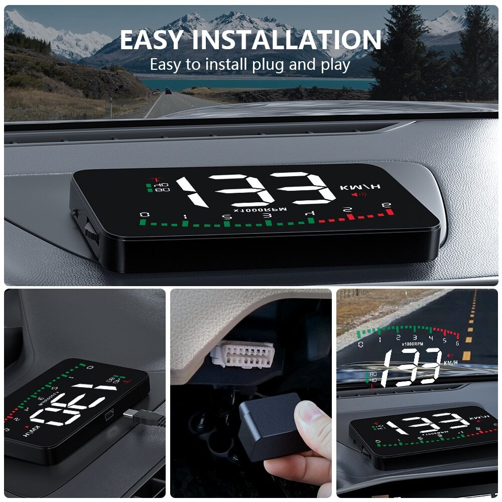 A900 Hud Display Car Projector Alarm OBD2 Head Up Display Speedometer Windshield