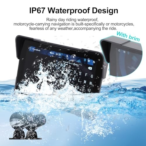 Wireless Motorcycle Carplay and Android Auto, IP67 Waterproof Smart 7″