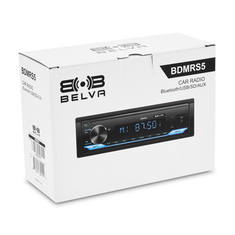 Belva BDMRS5 Single DIN Bluetooth Car Stereo Receiver USB SD AUX 5V Preamp O/P