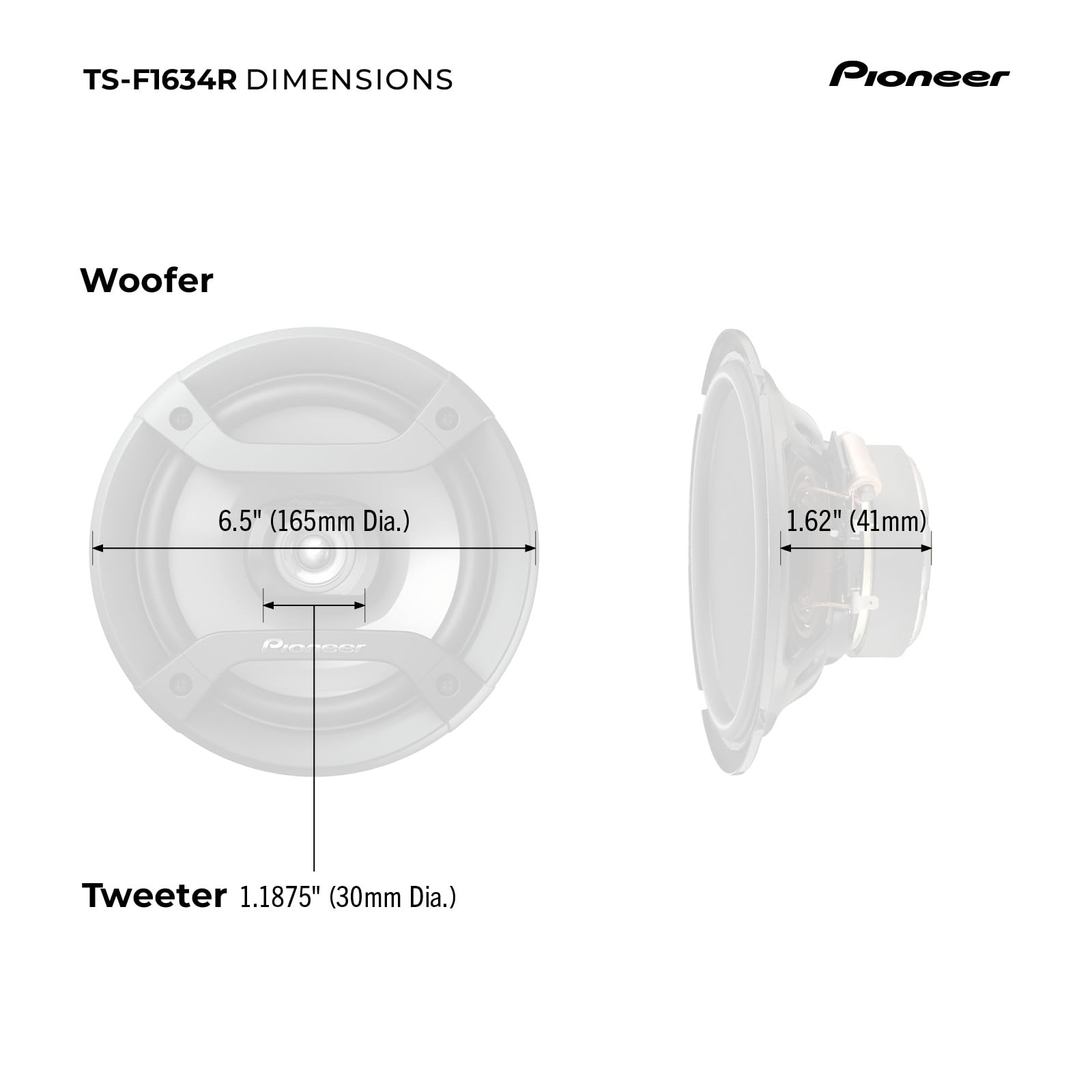 F-Series TS-F1634R 6.5” 2-Way Speakers (Pair) – 200W Max, Balanced Sound + Sm…