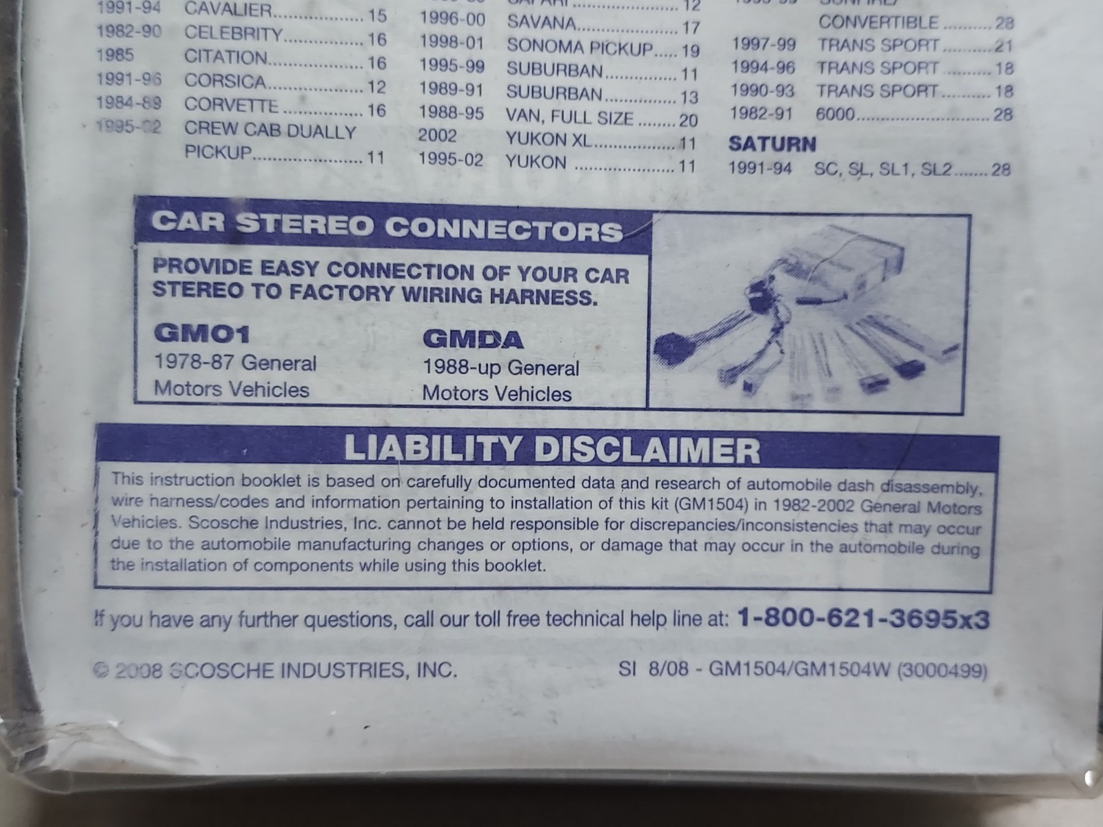 New Scosche #GM1504W Car Stereo Dash Install Kit (1982-2005 GM) (Sealed Package)