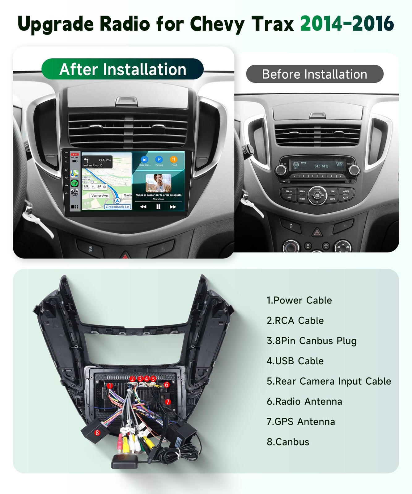 4Core+64G Car Radio for Chevrolet Chevy Trax 14-16 with Wireless Carplay Andr…