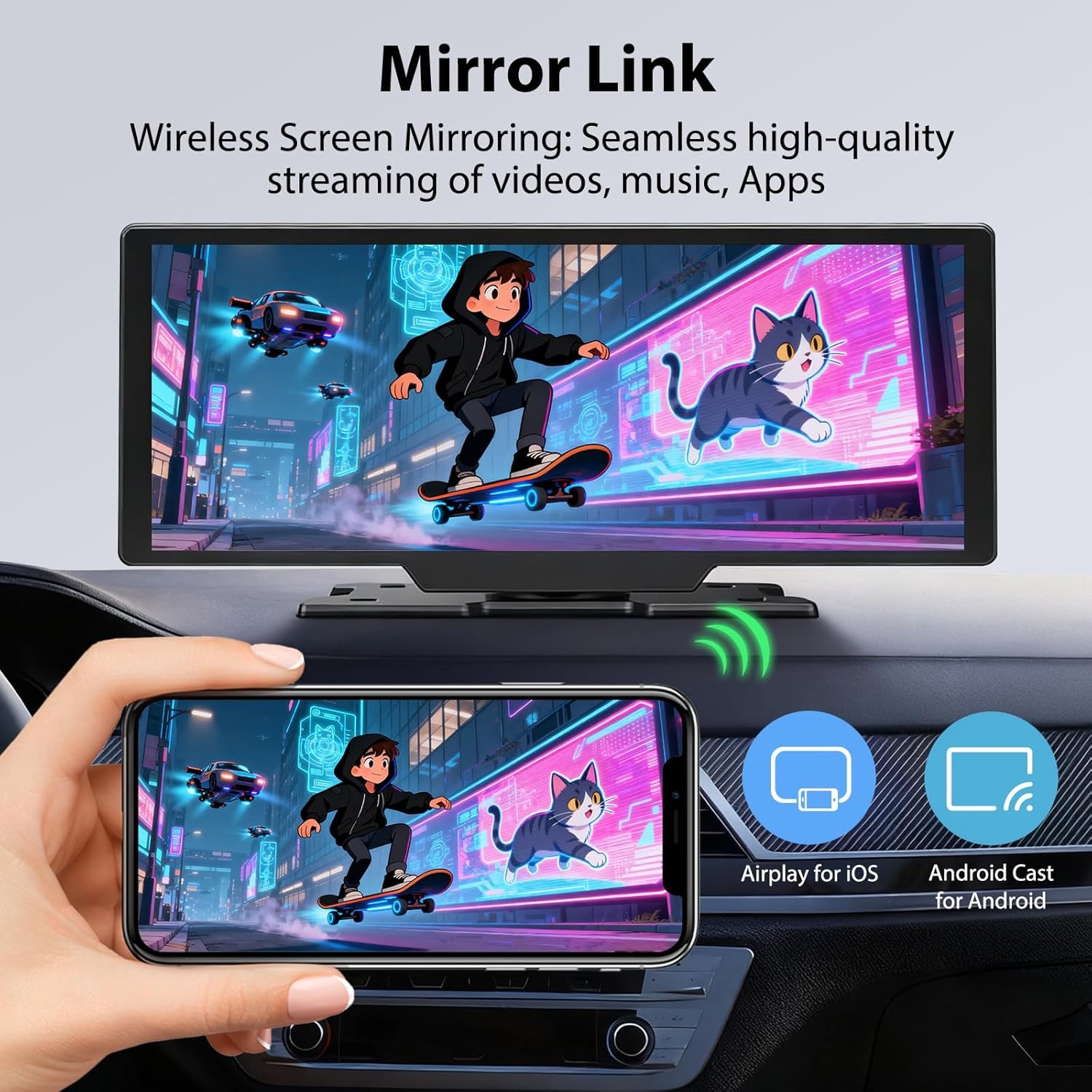 10.26” TouchScreen Portable Car Stereo with Bluetooth Car Radio Carplay Android