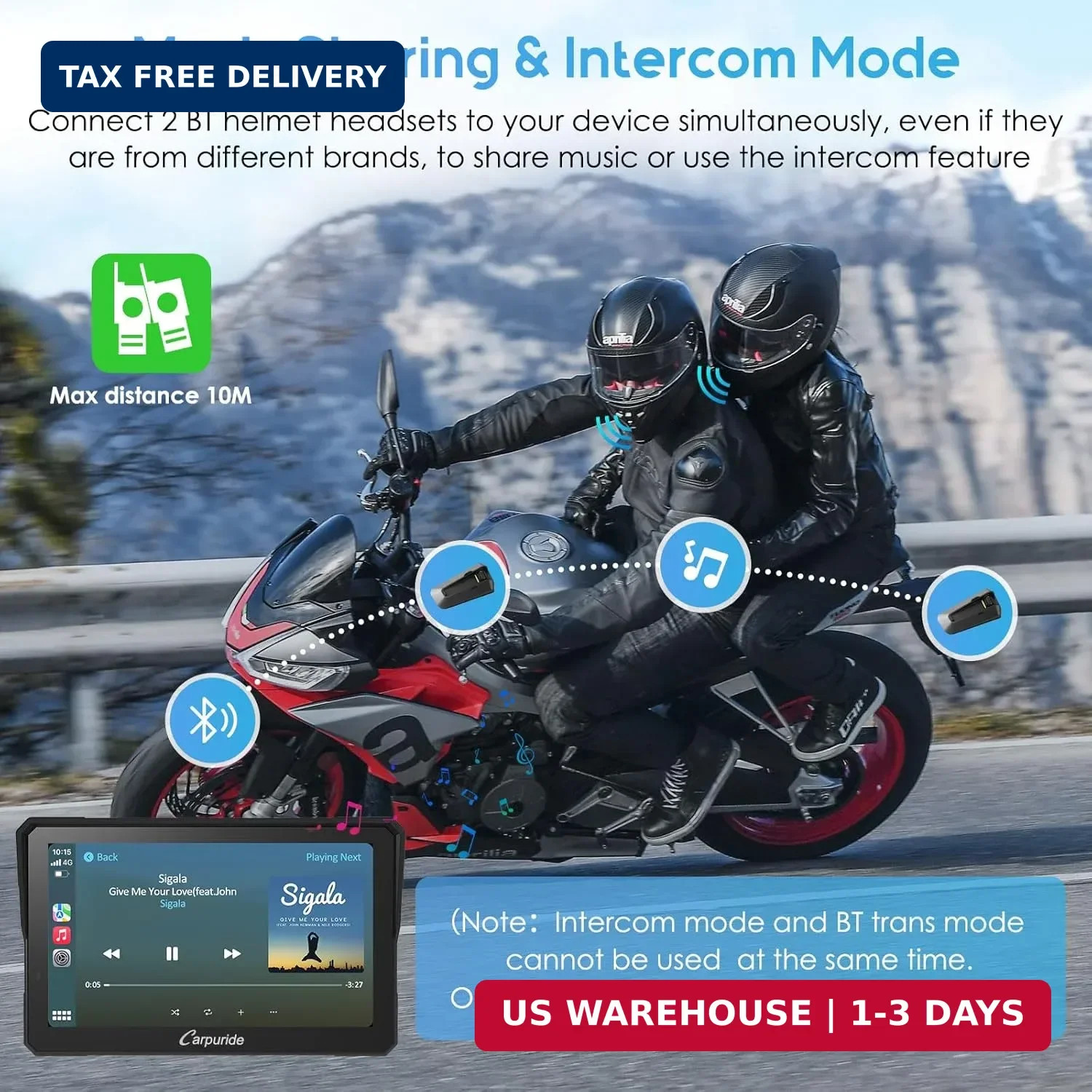 Carpuride W702PRO for Motorcycle CarPlay& Android Auto& Dual Bluetooth – 7″ Wate