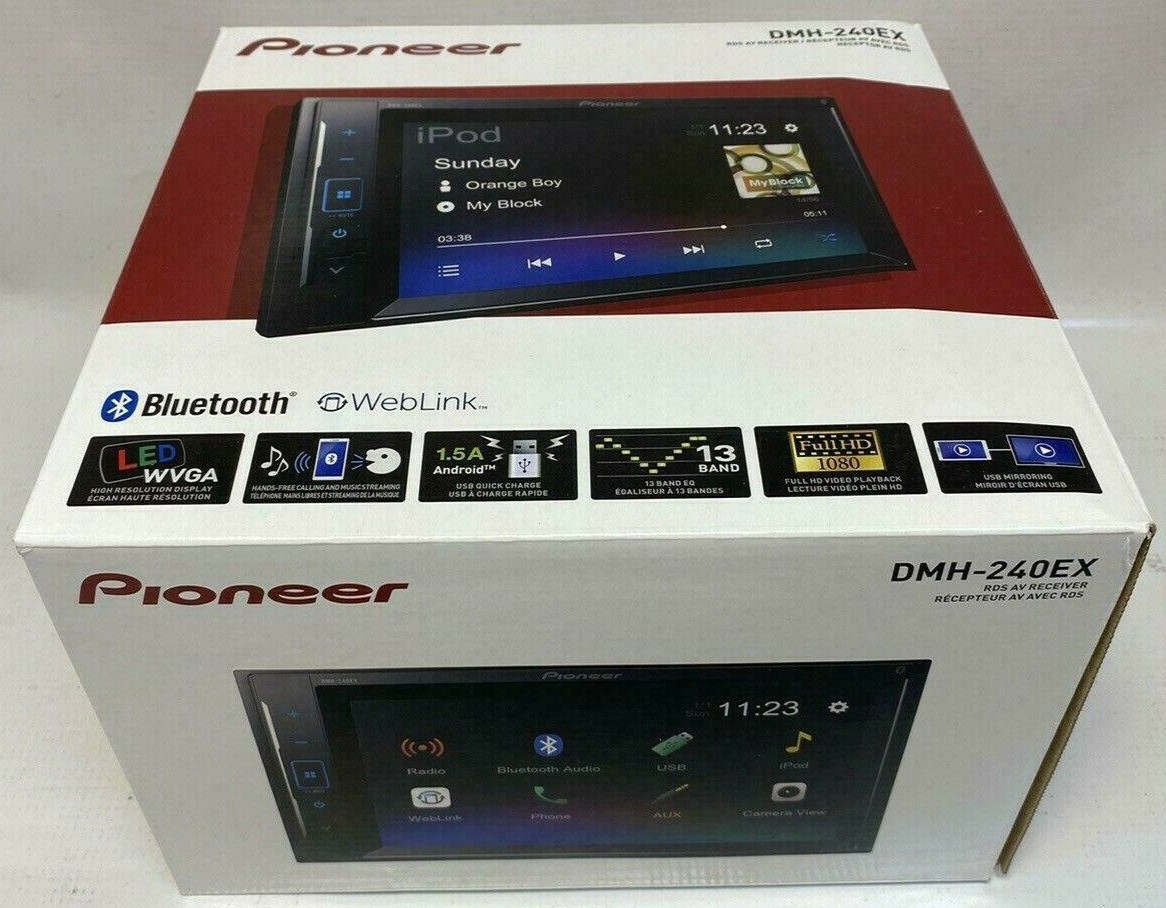 Pioneer DMH-240EX Bluetooth Media Android iPhone Alexa Aux 5Ch HD AM FM USB 6.2″