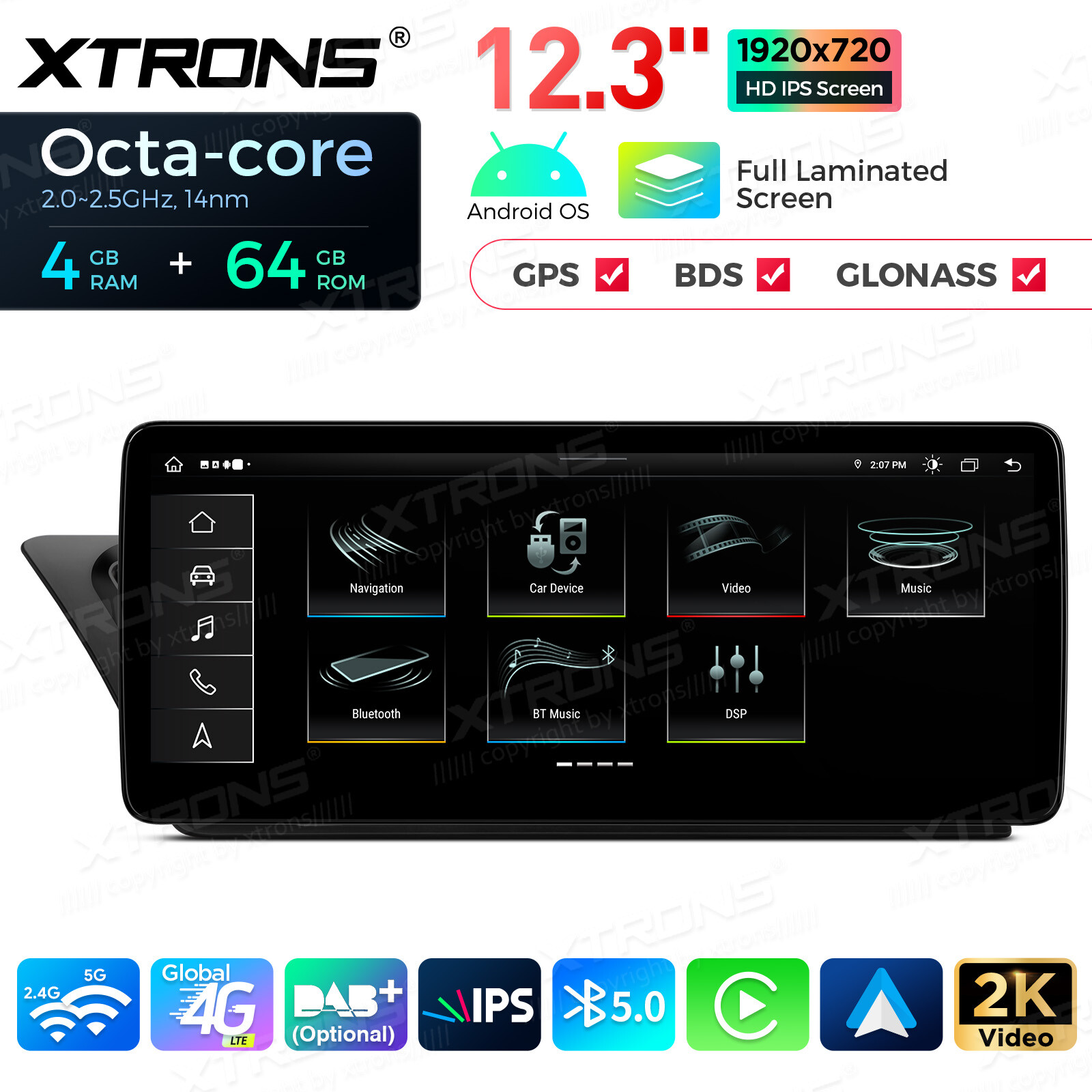 For Audi A4 A5 LHD 12.3″ Android Radio Player Wireless CarPlay IPS Screen 4G 64G
