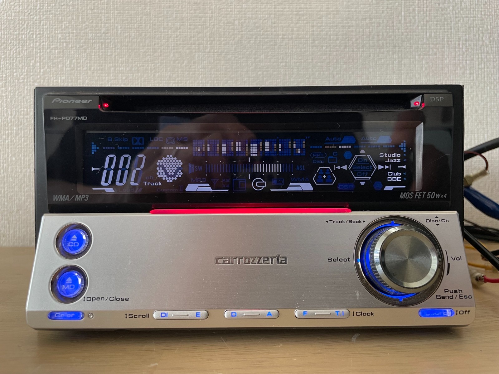 Pioneer Carrozzeria FH-P077MD 2DIN CD MD Bluetooth Player Operation Confirmed