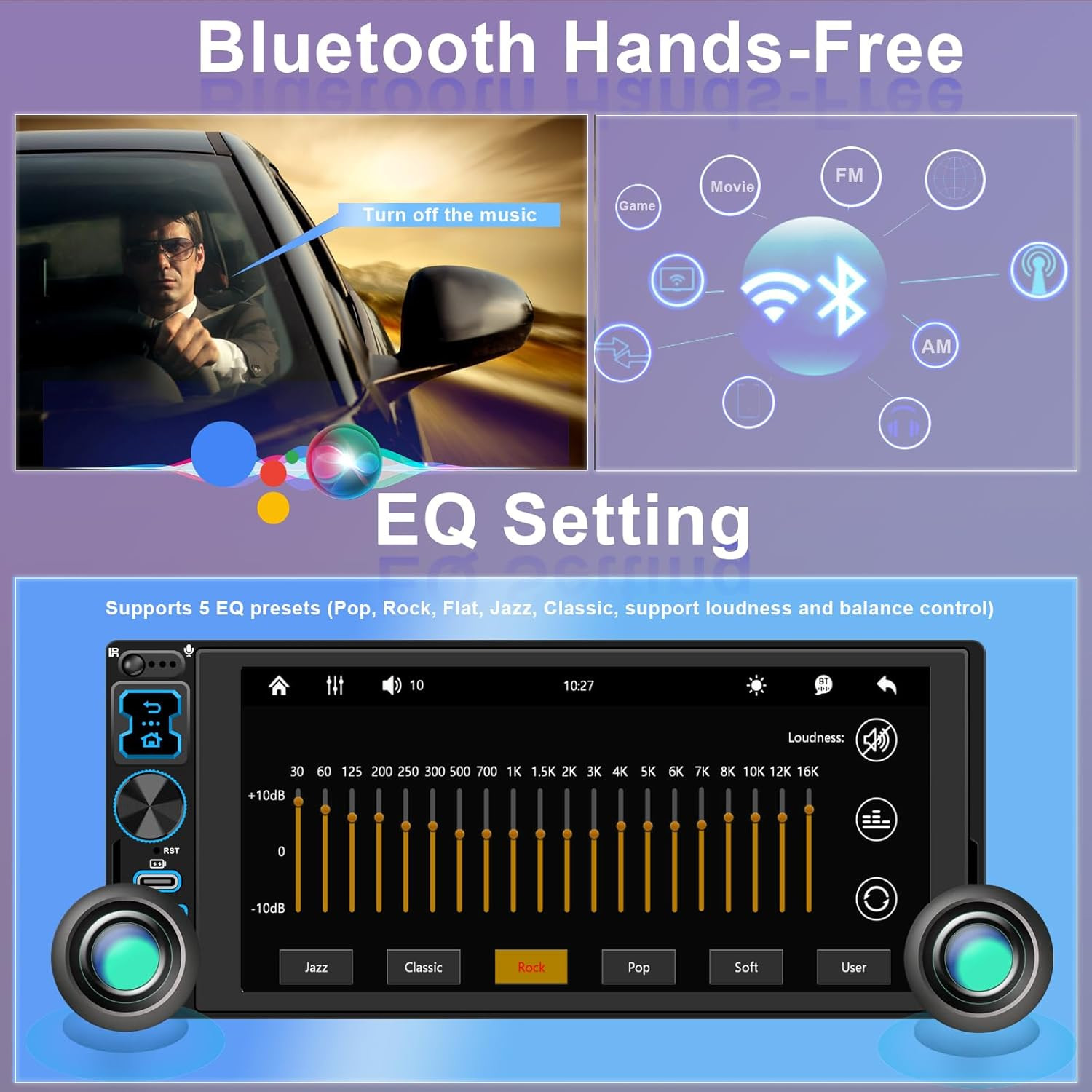 6.8″ Single Din Car Stereo Wireless CarPlay touchscreen Bluetooth Radio USB CAM