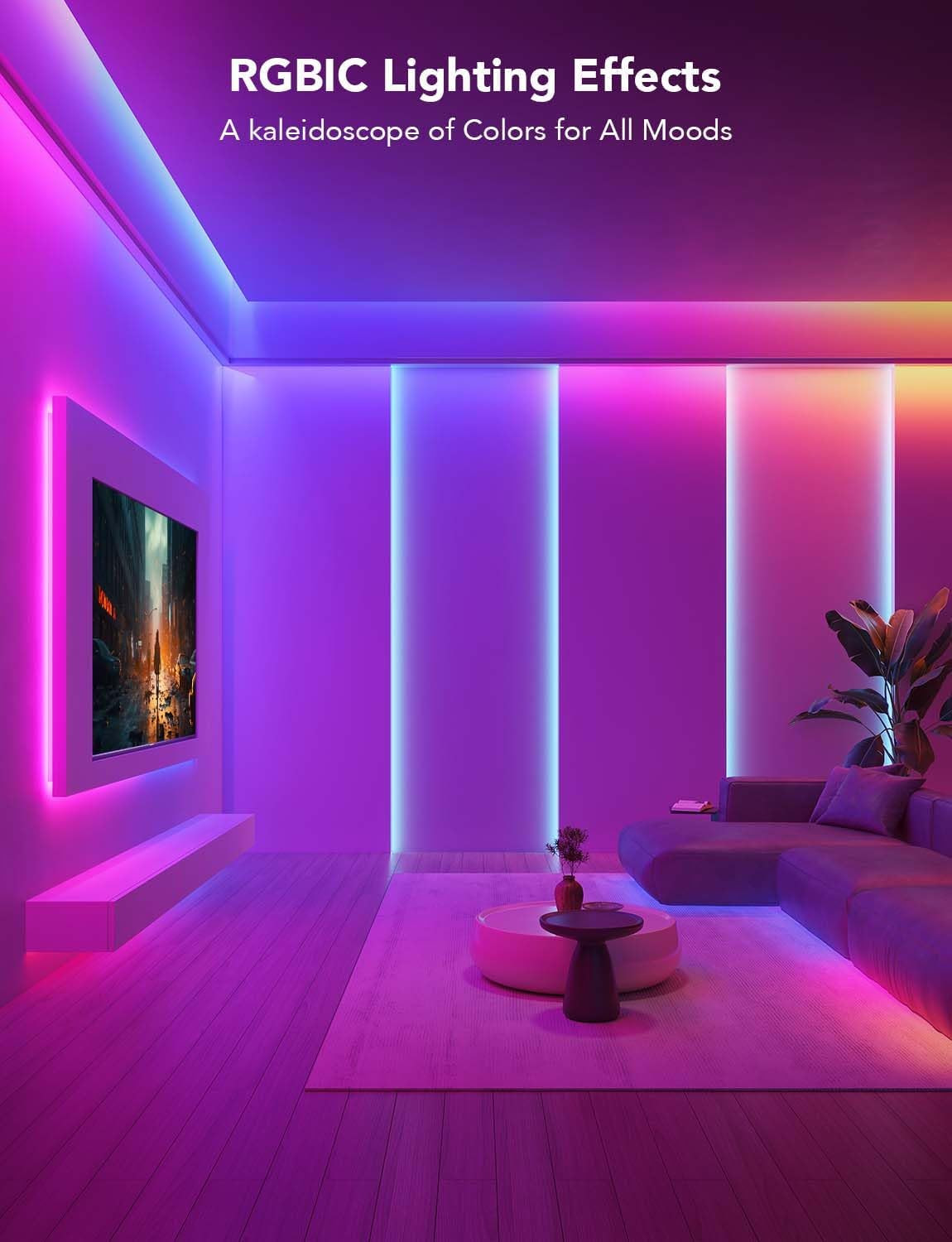 RGBIC LED Strip Lights, Smart LED Lights for Bedroom, Bluetooth LED Lights APP C