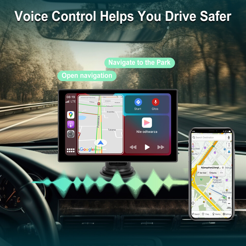 9inch Portable Stereo Wireless Apple Carplay Android Touch Screen BT5.0 Radio
