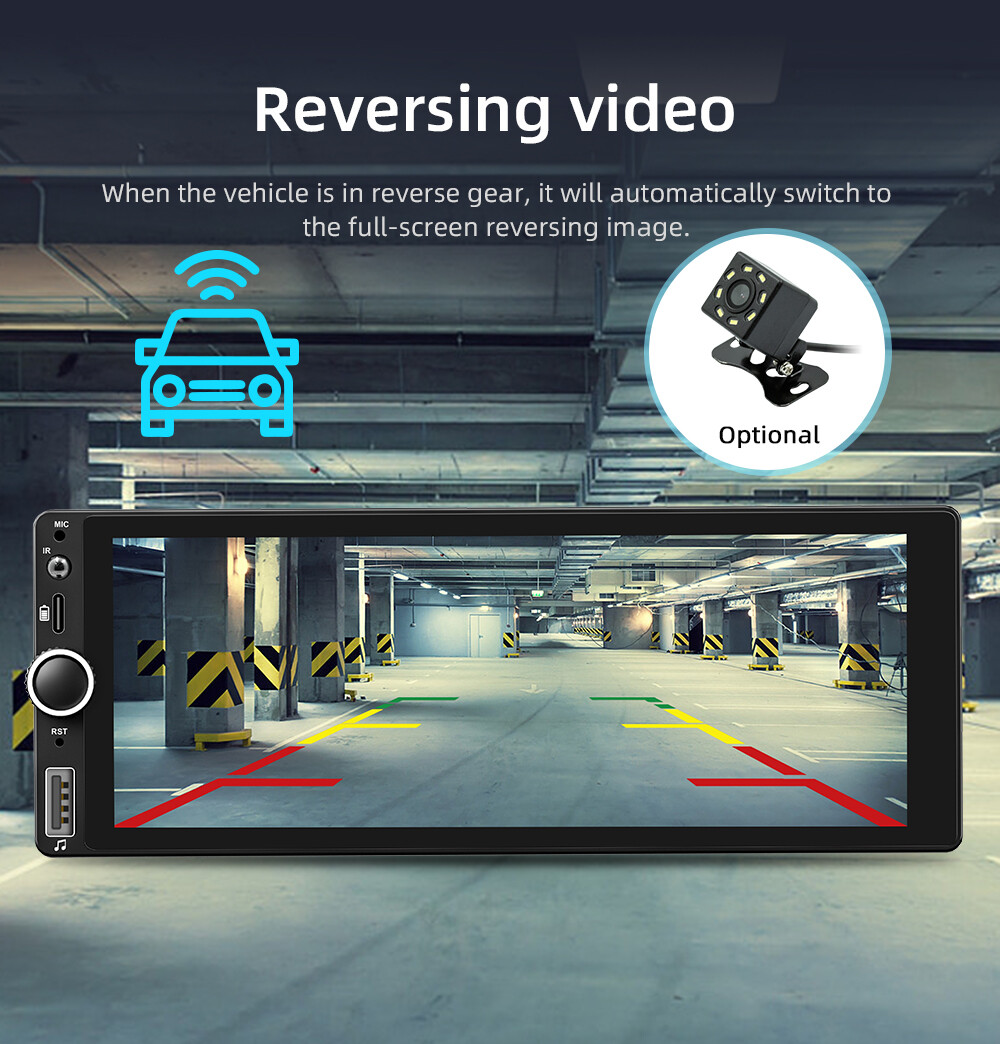 6.86″ Single Din Car Radio With Bluetooth Automotive Multimedia Carplay Android