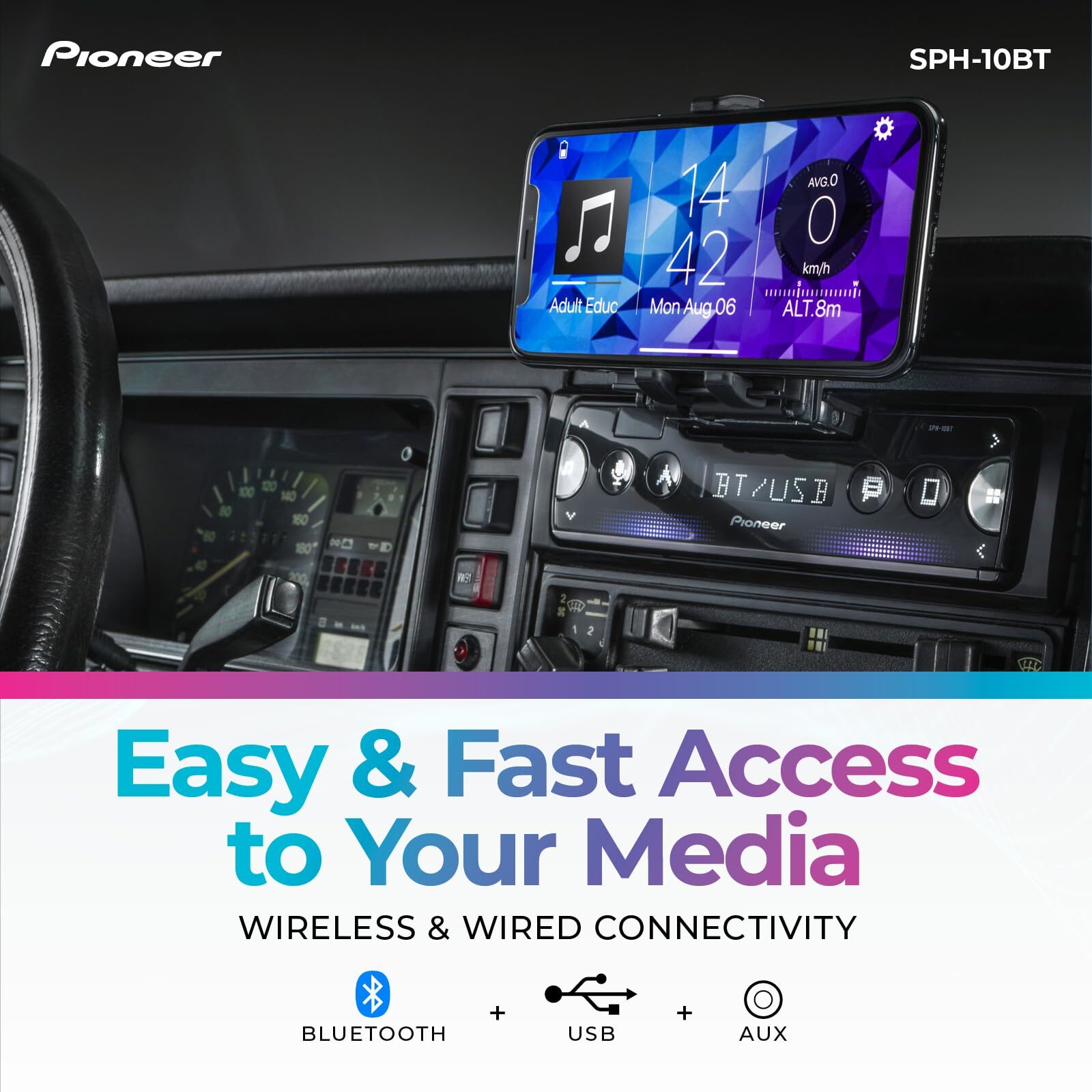Pioneer SPH-10BT Touchscreen Single Din in-Dash Receiver with Apple & Android