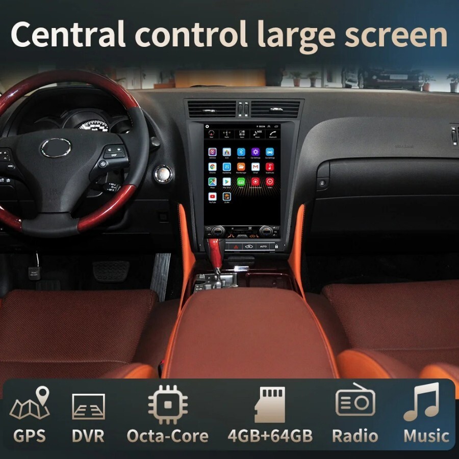 For 2004-2011 Lexus GS300 350 Car Stereo Radio Auto Android Carplay Navi 4+64GB