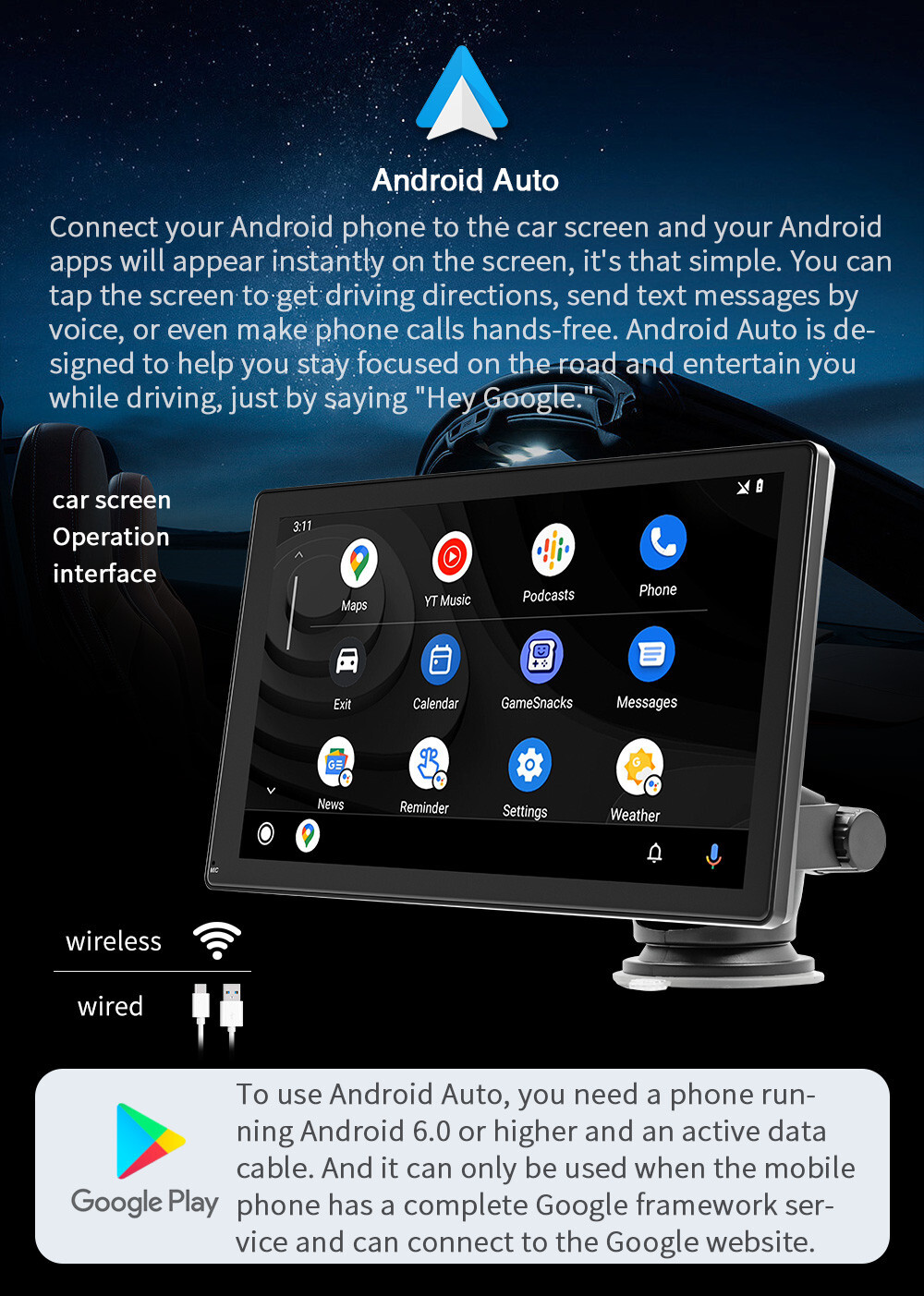 9in Radio Car Stereo Touch Screen MP5 Player BT For Apple CarPlay Android Auto