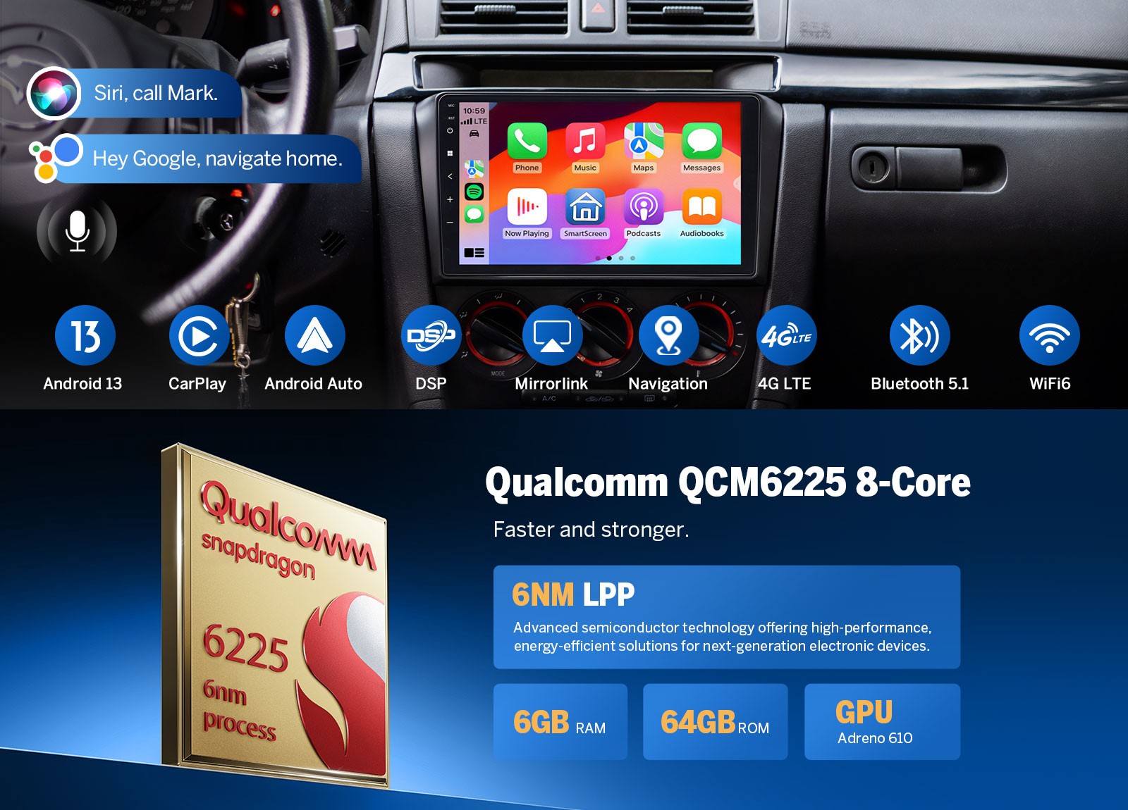 Eonon M3BKA12S Android 13 8-Core CarPlay Car Stereo Radio for Mazda 3 2004-2009