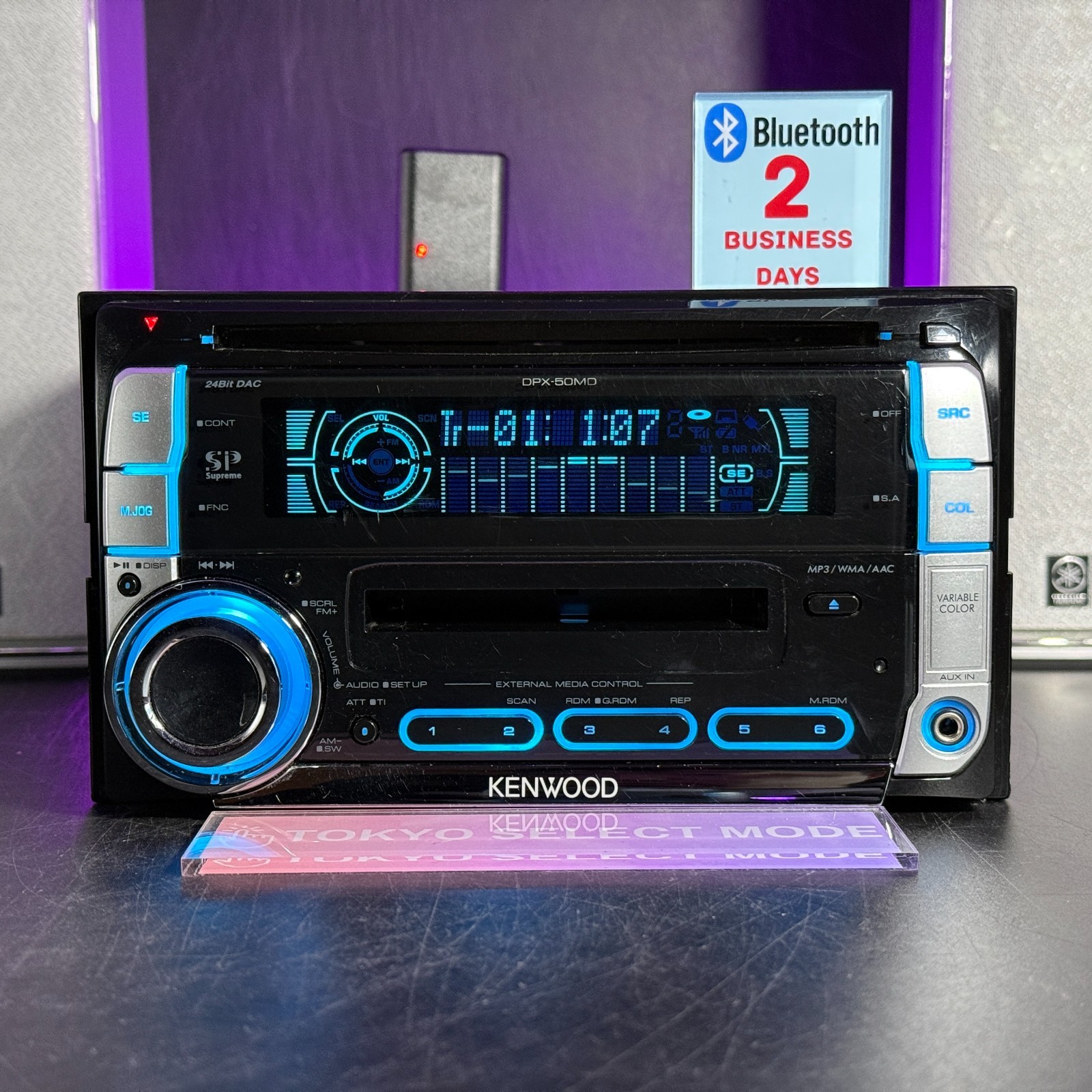 Kenwood DPX-50MD 2DIN CD MD Player Car Stereo Added Bluetooth JDM Tested Stock
