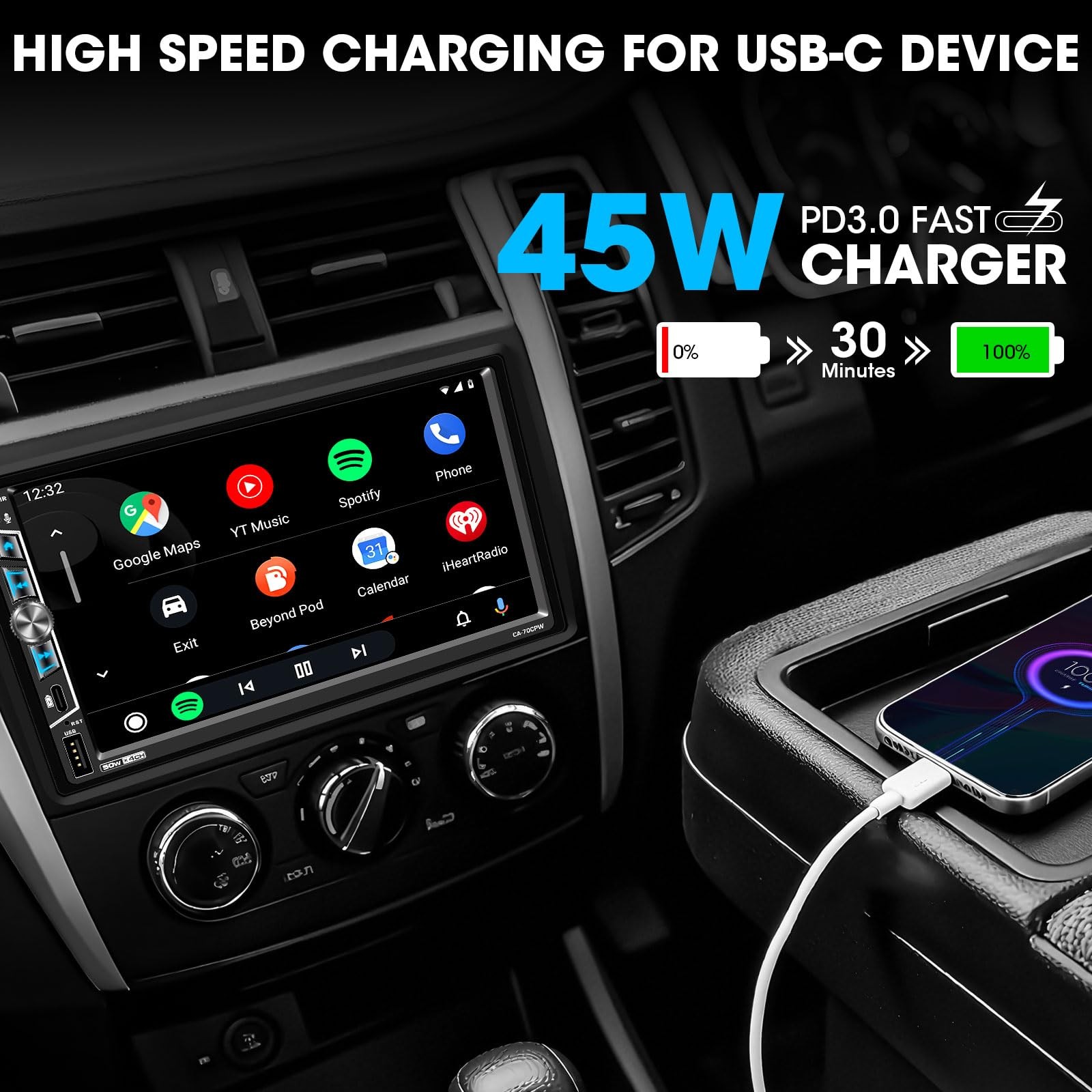 7″ Double Din Carplay Stereo: Wireless Android Auto Car Radio Receiver -…