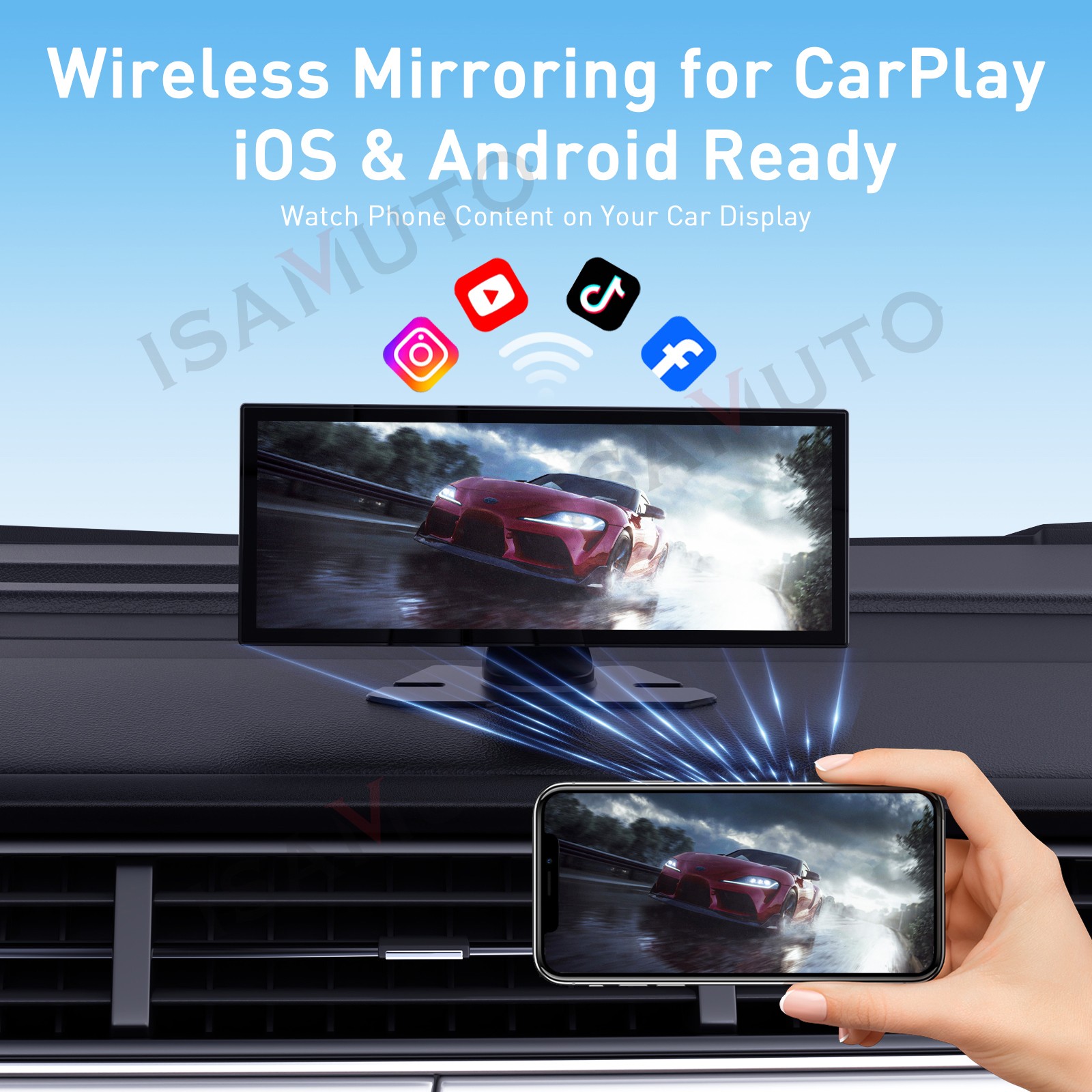 4K 1920P Car Stereo Wireless Apple CarPlay Android Auto AI Voice Control