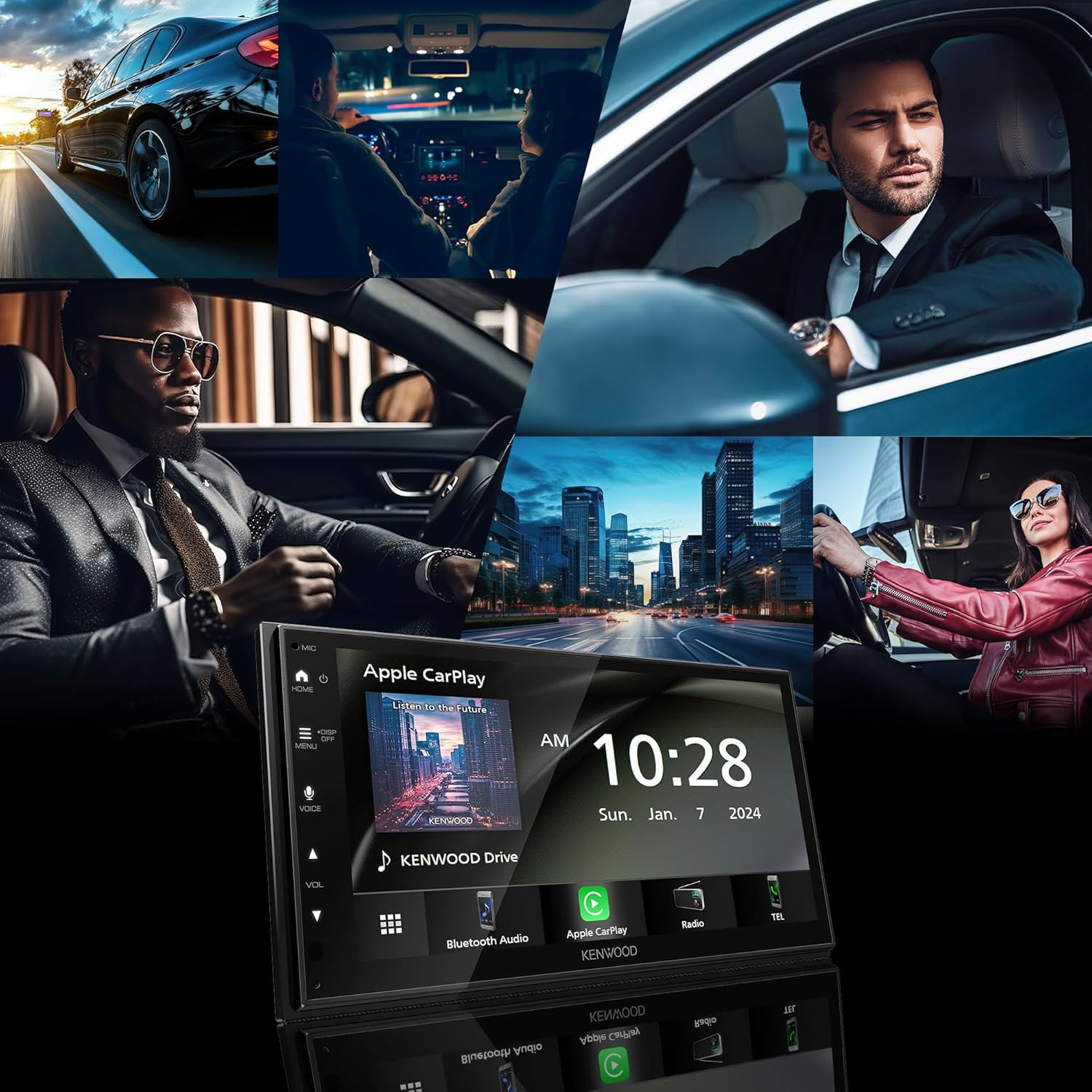 DMX4710S Digital Car Stereo (50W X 6-Ch), Wired Apple Carplay & Android Auto, Bl
