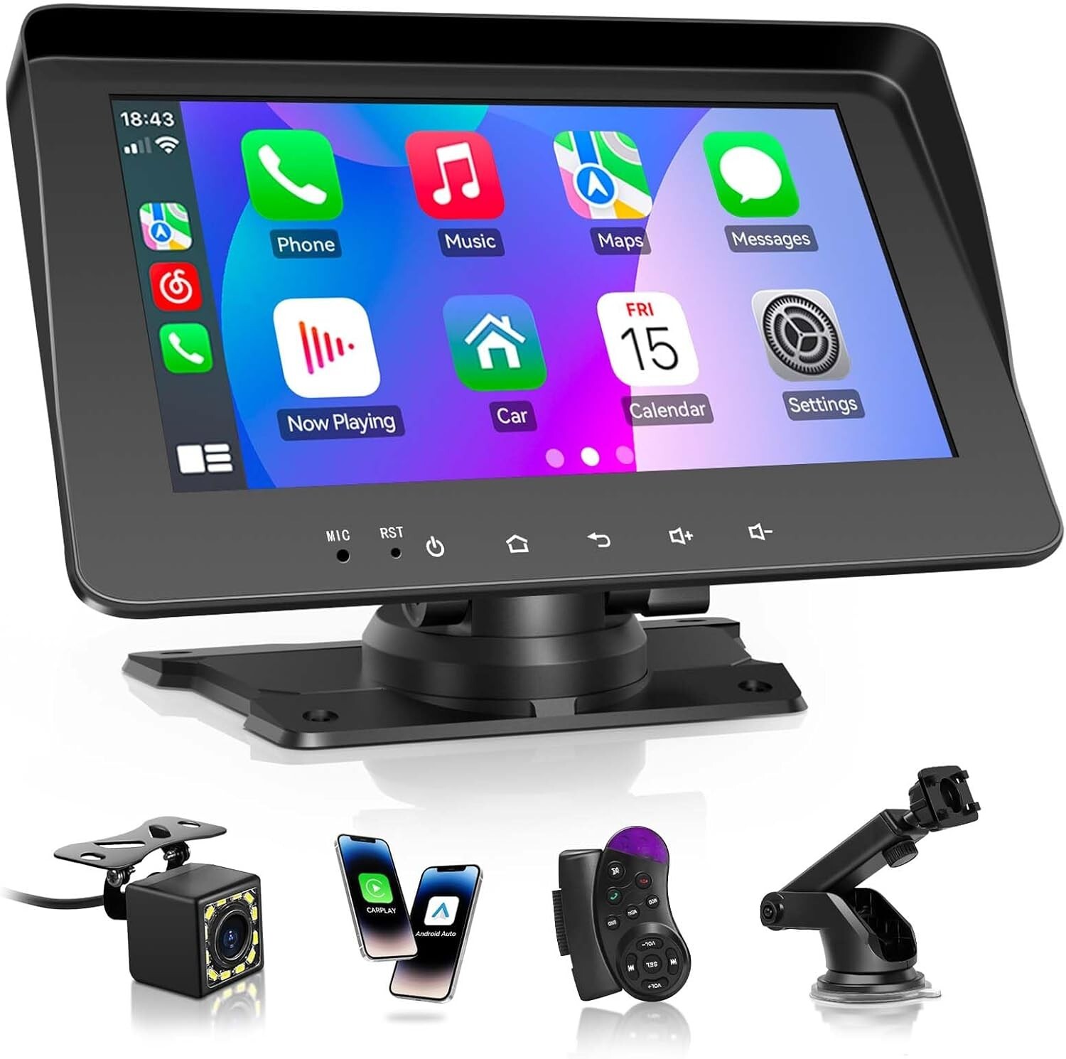 Wireless Carplay Screen for Car,Portable Car Stereo with Carplay & Android Auto/