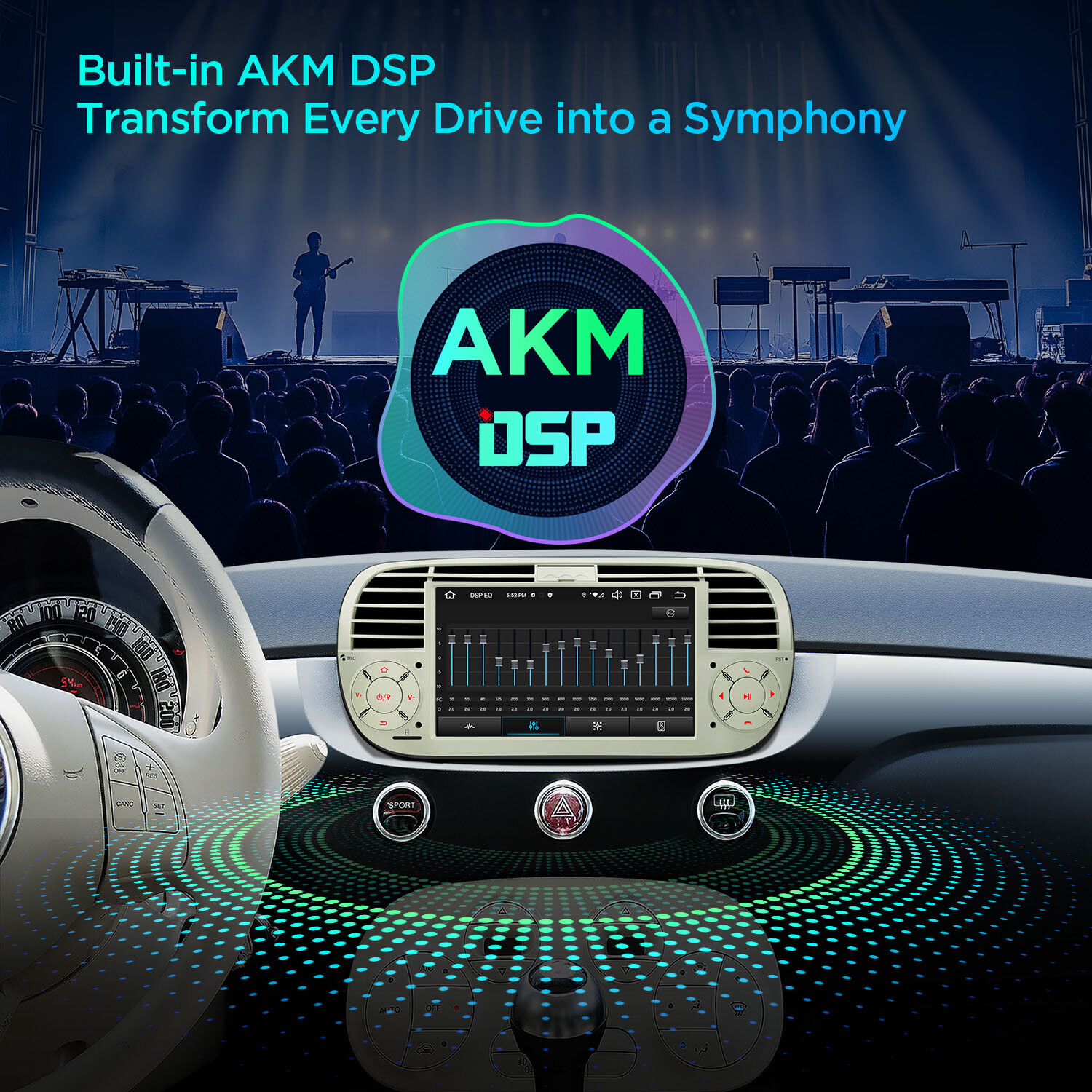 7″ Android 13 8Core Car Play GPS Sat Nav Stereo Radio for Fiat 500 2007-15 Beige