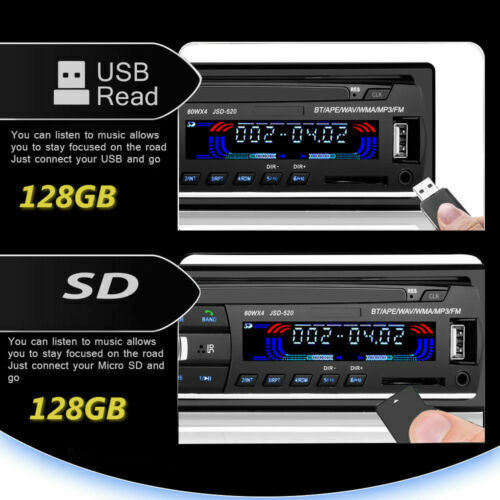 Single 1Din Car Radio Stereo Bluetooth FM MP3 Player Audio Head Unit USB AUX SD