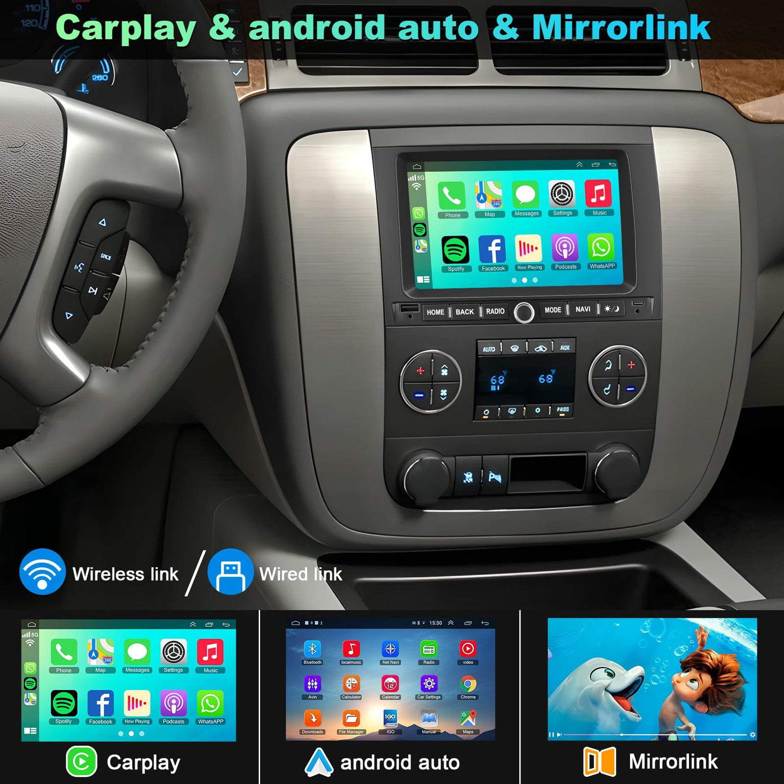 4G+64G Android 13 Car Radio for Chevy Silverado GMC Sierra Buick Enclave Yuko…
