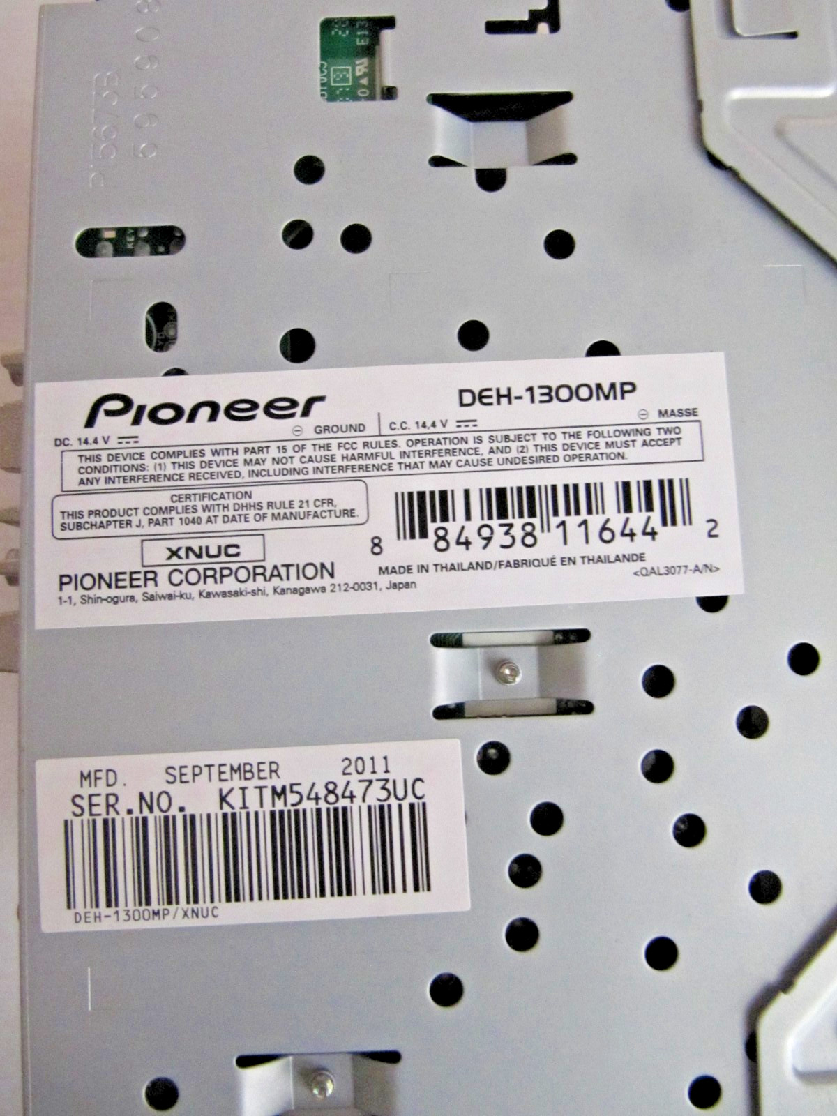 Pioneer DEH-1300MP In-Dash AM/FM Radio CD Player Aux Receiver