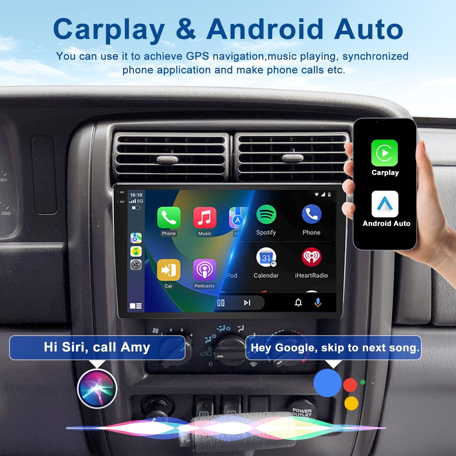 4+64G Car Radio for Jeep Cherokee 1997-2001 Wrangler 1997-2002 with Carplay A…