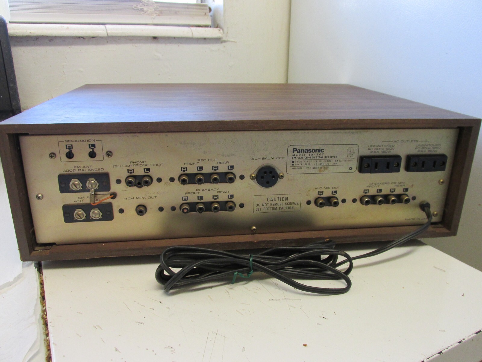 Panasonic AM/FM Reciever/Amp CD-4 SA 507 Mic /Guitar Inputs 4 -Channel