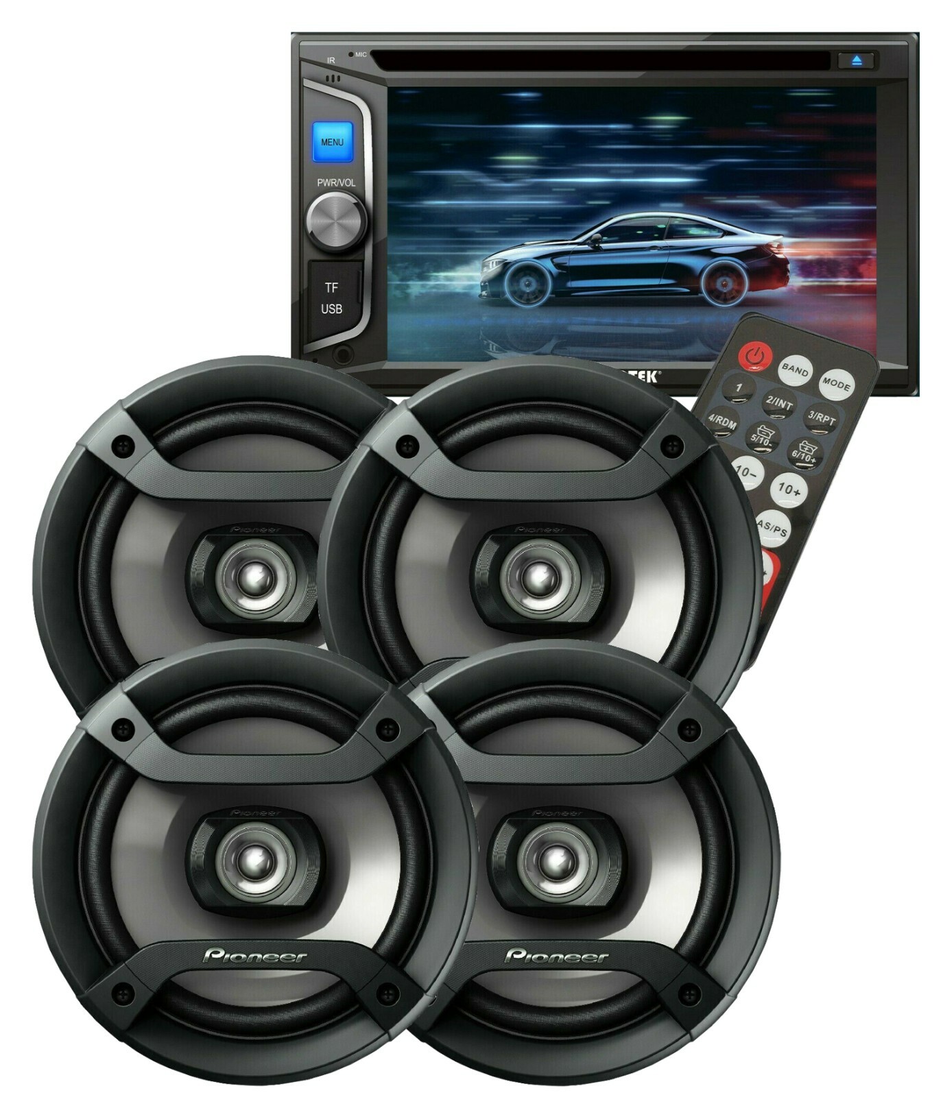 Audiotek AT-68BT 6.2″ Touchscreen Receiver + 4x Pioneer 200w 6.5″ Speakers